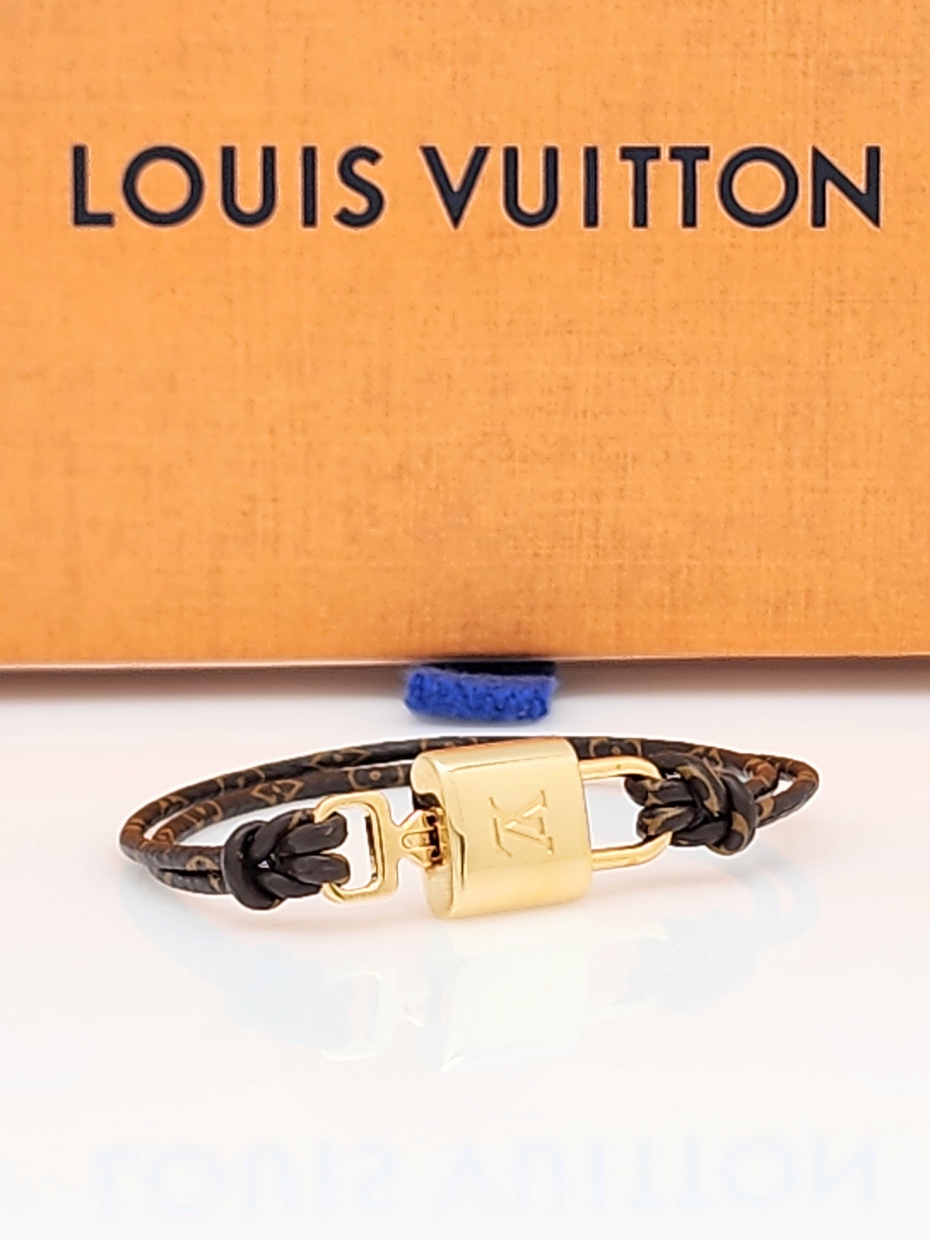 LOUIS VUITTON Lock Me Monogram Canvas Bracelet Brown Size 19