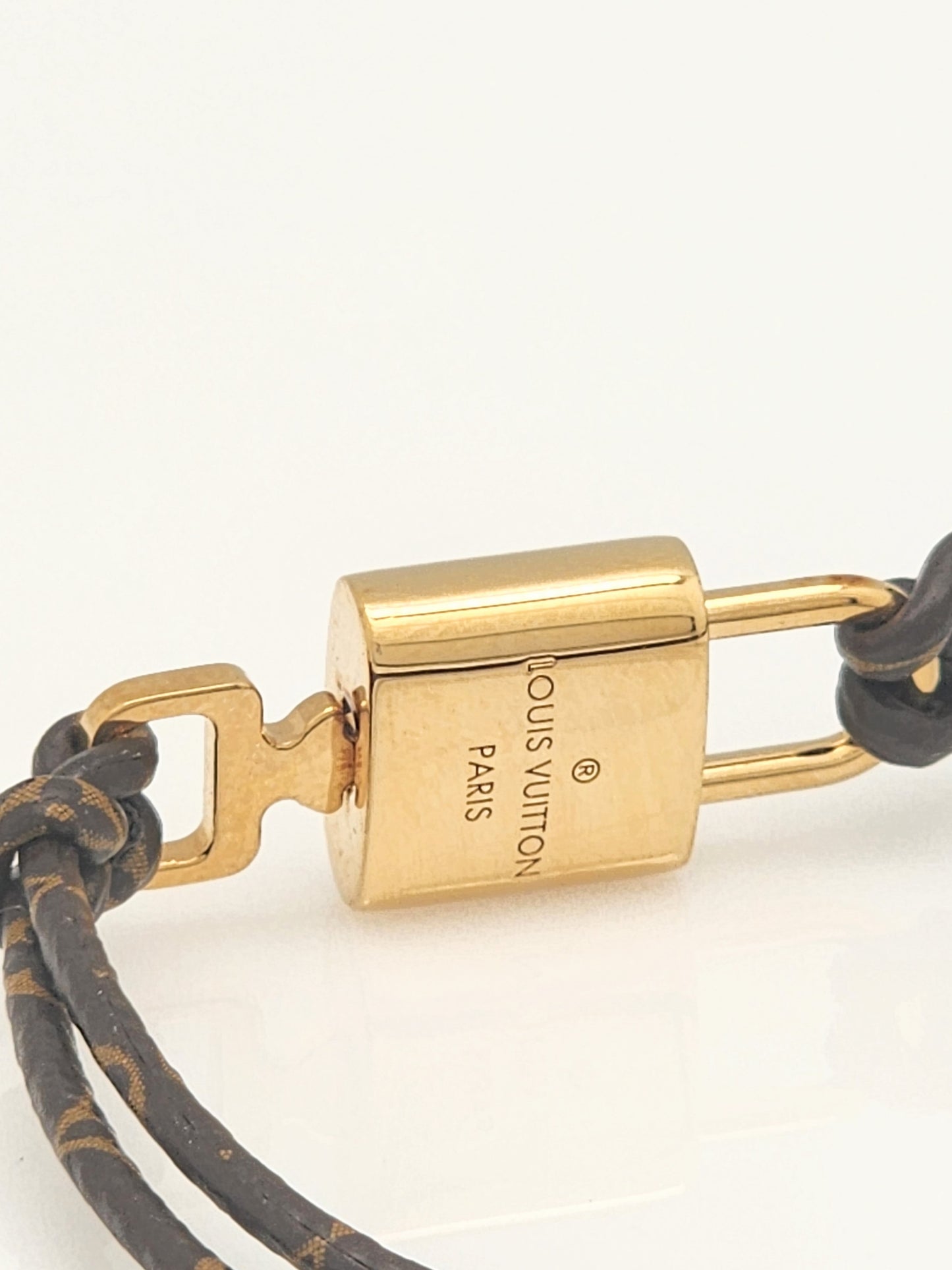 LOUIS VUITTON Padlock Monogram Canvas Bracelet Size 17