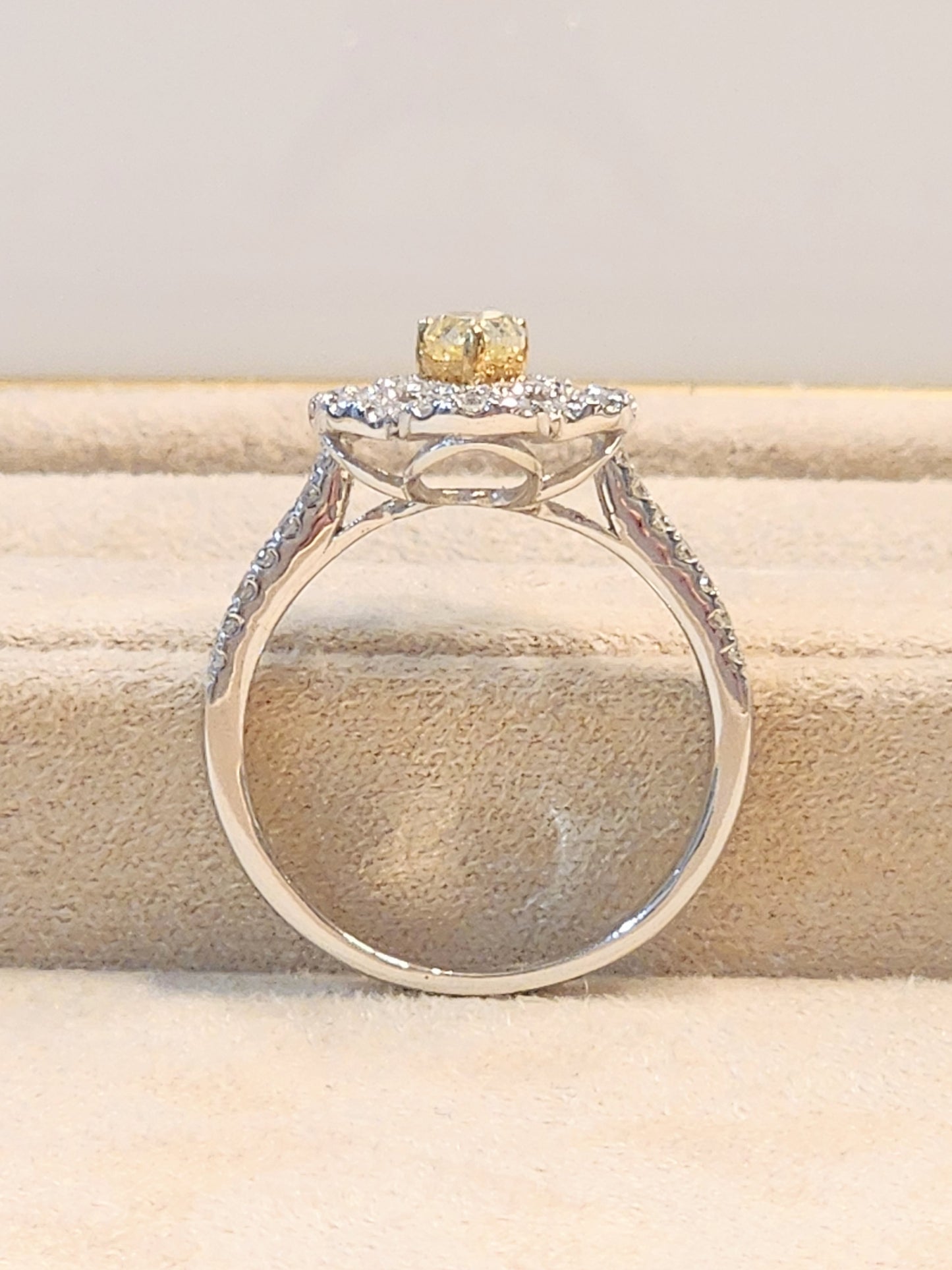Natural Yellow Pear Shape Diamond in Super Sexy and Elegant 18K Pavé Diamond Setting!!