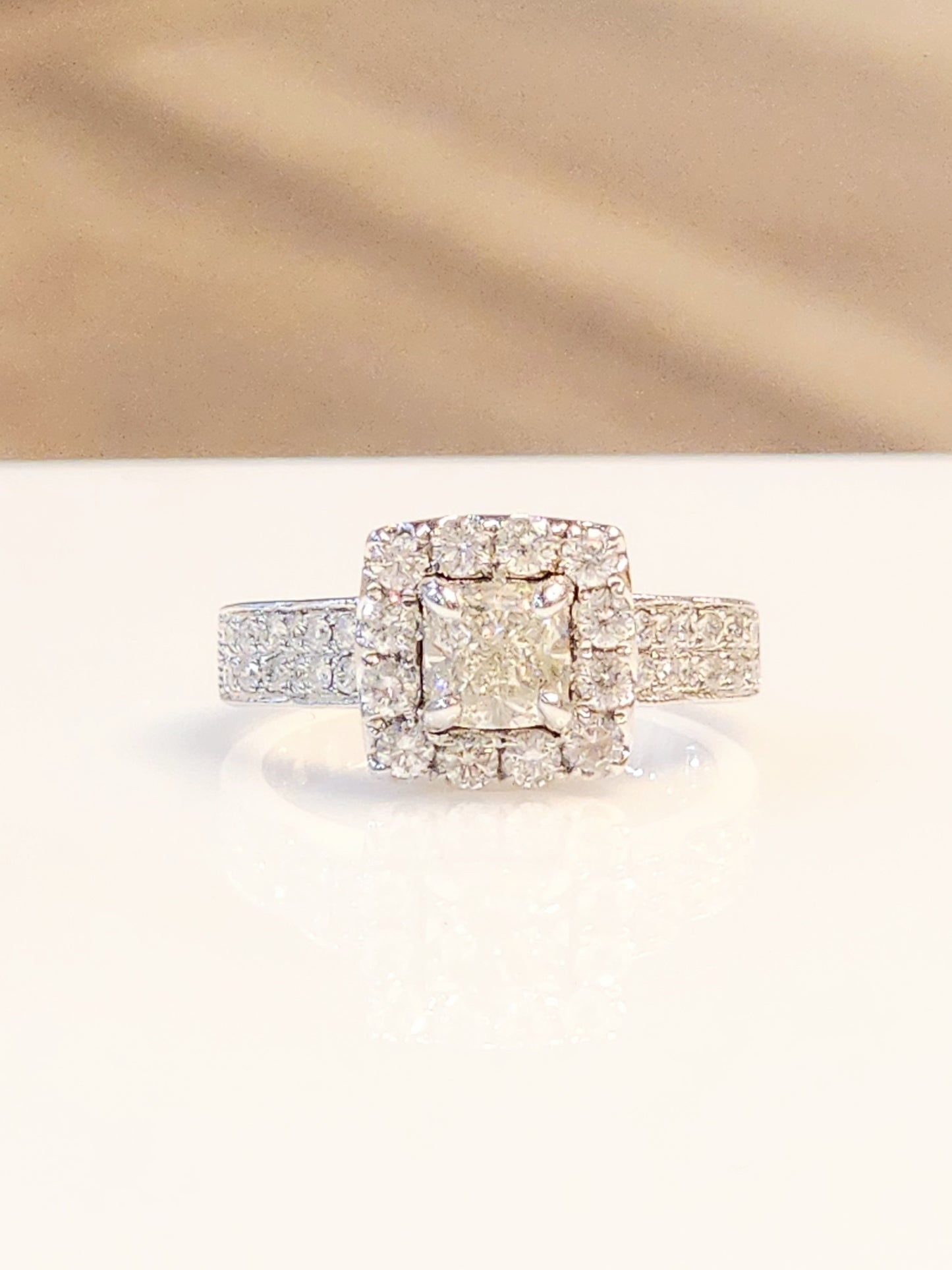 1.75 Carat Cushion Cut Halo Diamond Ring in 14KWG!!!