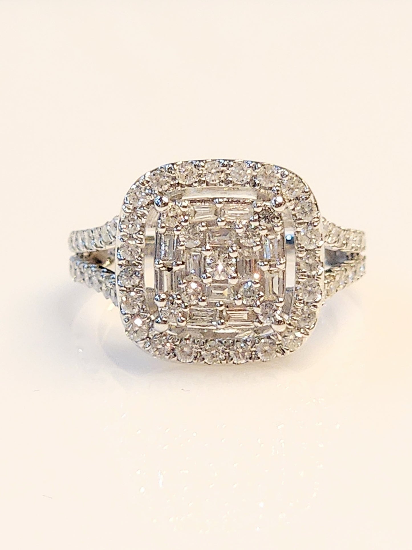 1.00 Carat Cluster Diamond Ring with Diamond Halo and Split Shank!! Big Look at a Great Price!!!!