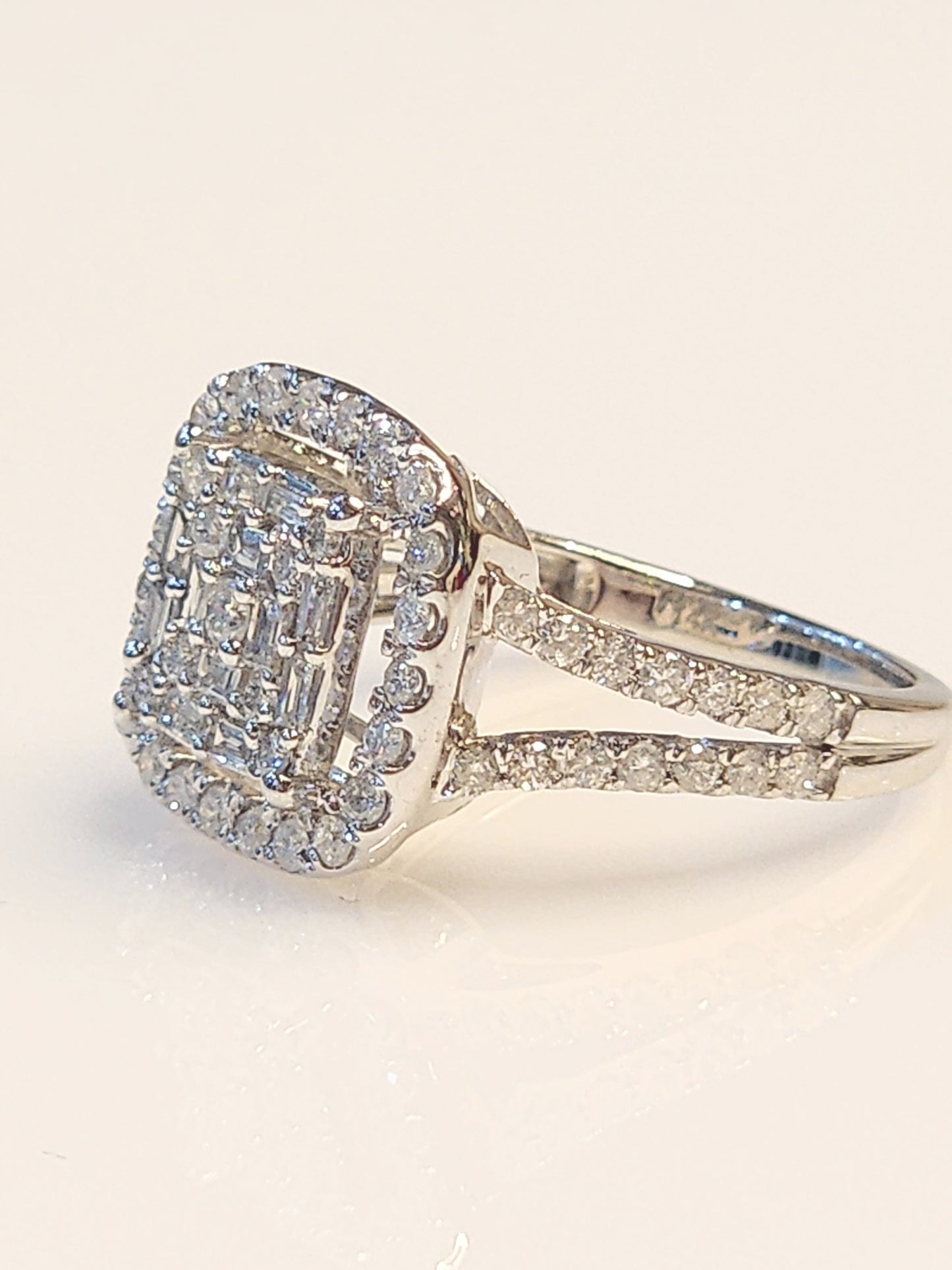 1.00 Carat Cluster Diamond Ring with Diamond Halo and Split Shank!! Big Look at a Great Price!!!!
