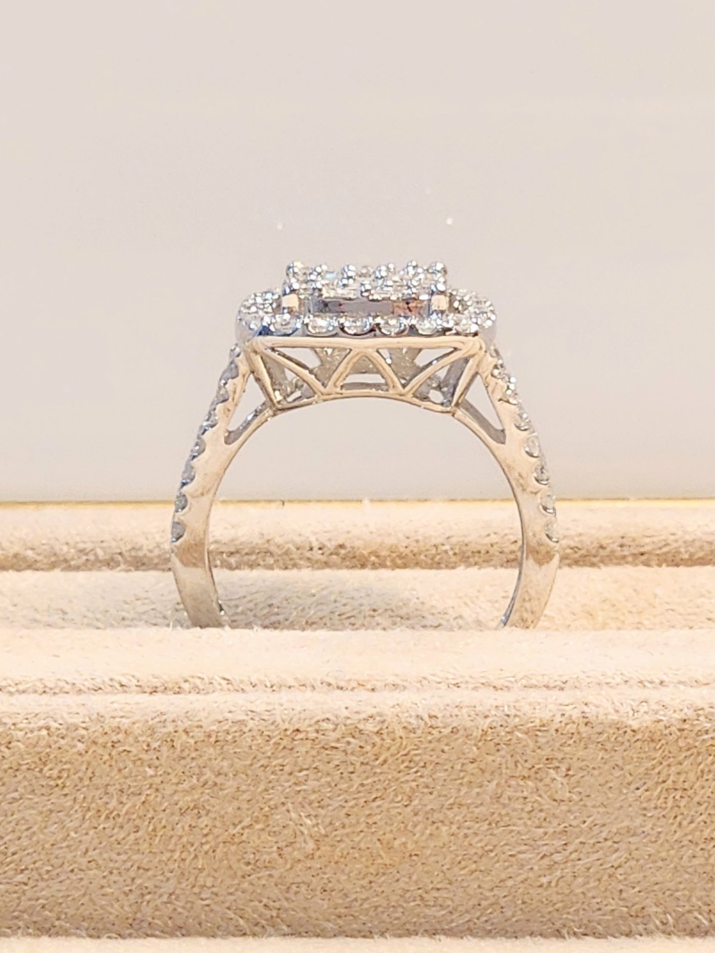 1.00 Carat Cluster Diamond Ring with Diamond Halo and Split Shank!! Big Look at a Great Price!!!!