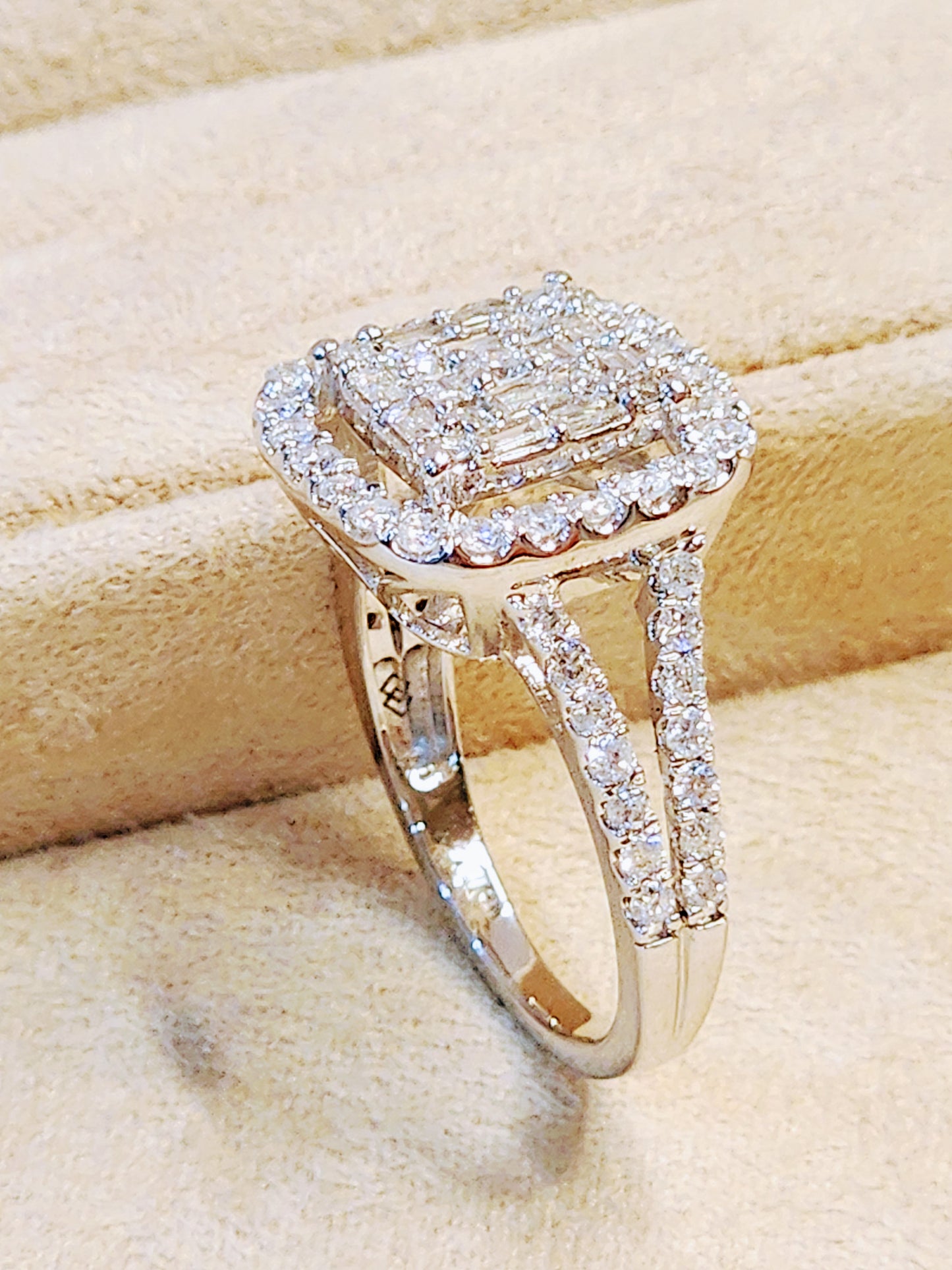 1.00 Carat Cluster Diamond Ring with Diamond Halo and Split Shank!! Big Look at a Great Price!!!!