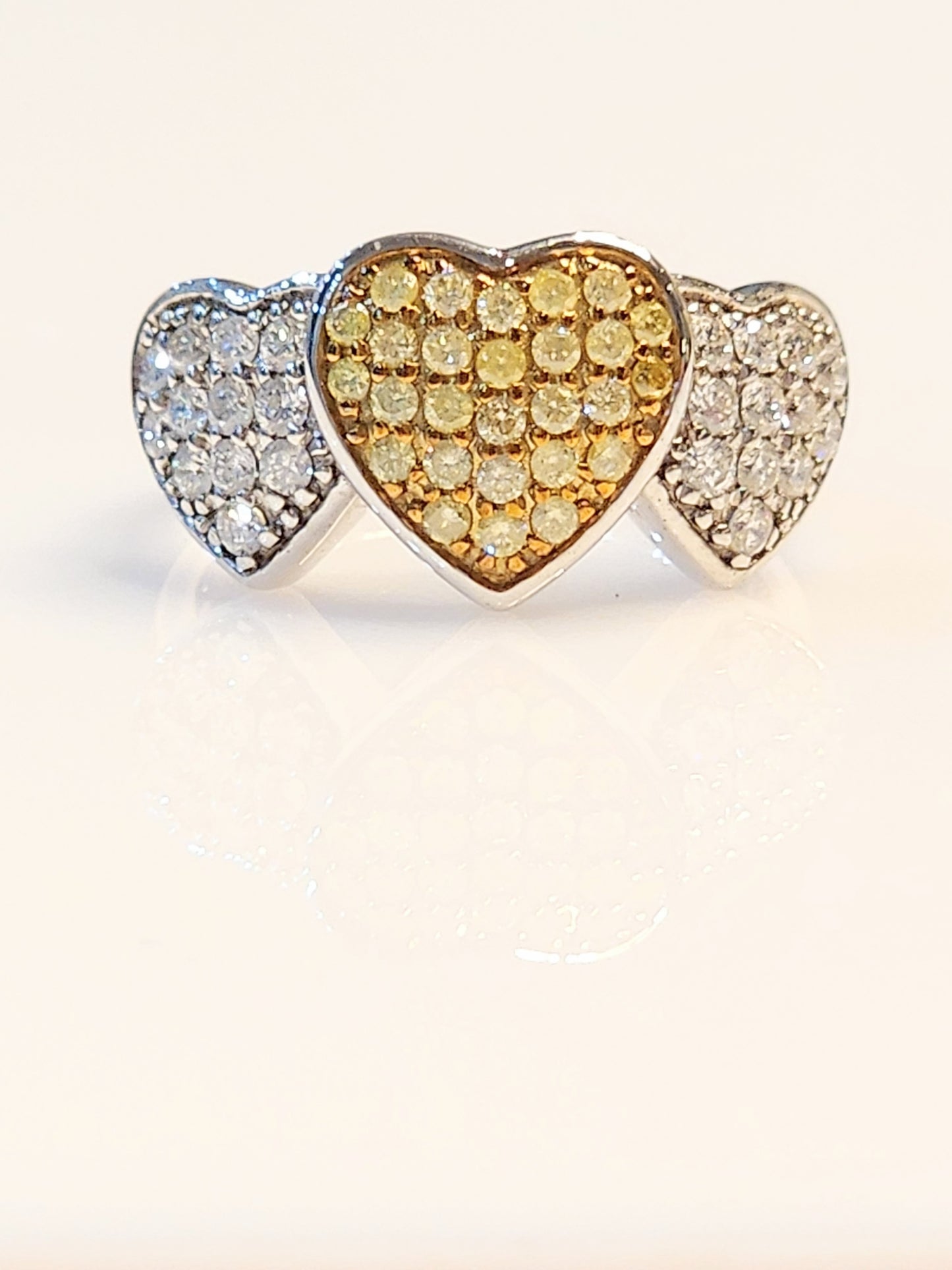 3-💛 Fancy Yellow and White Diamond Ring in 14K!! 1.00 Total Carats!!