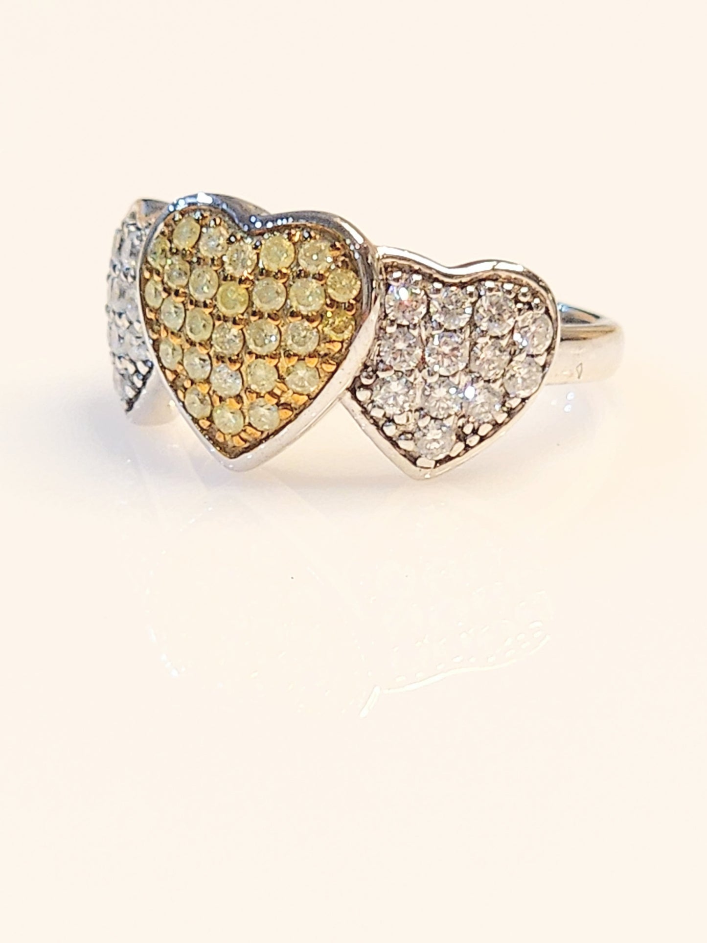 3-💛 Fancy Yellow and White Diamond Ring in 14K!! 1.00 Total Carats!!