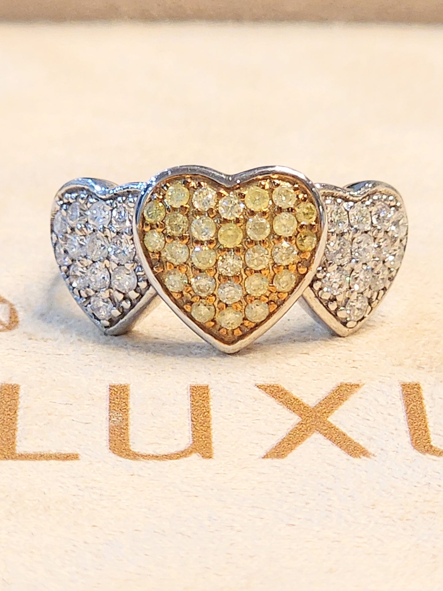 3-💛 Fancy Yellow and White Diamond Ring in 14K!! 1.00 Total Carats!!