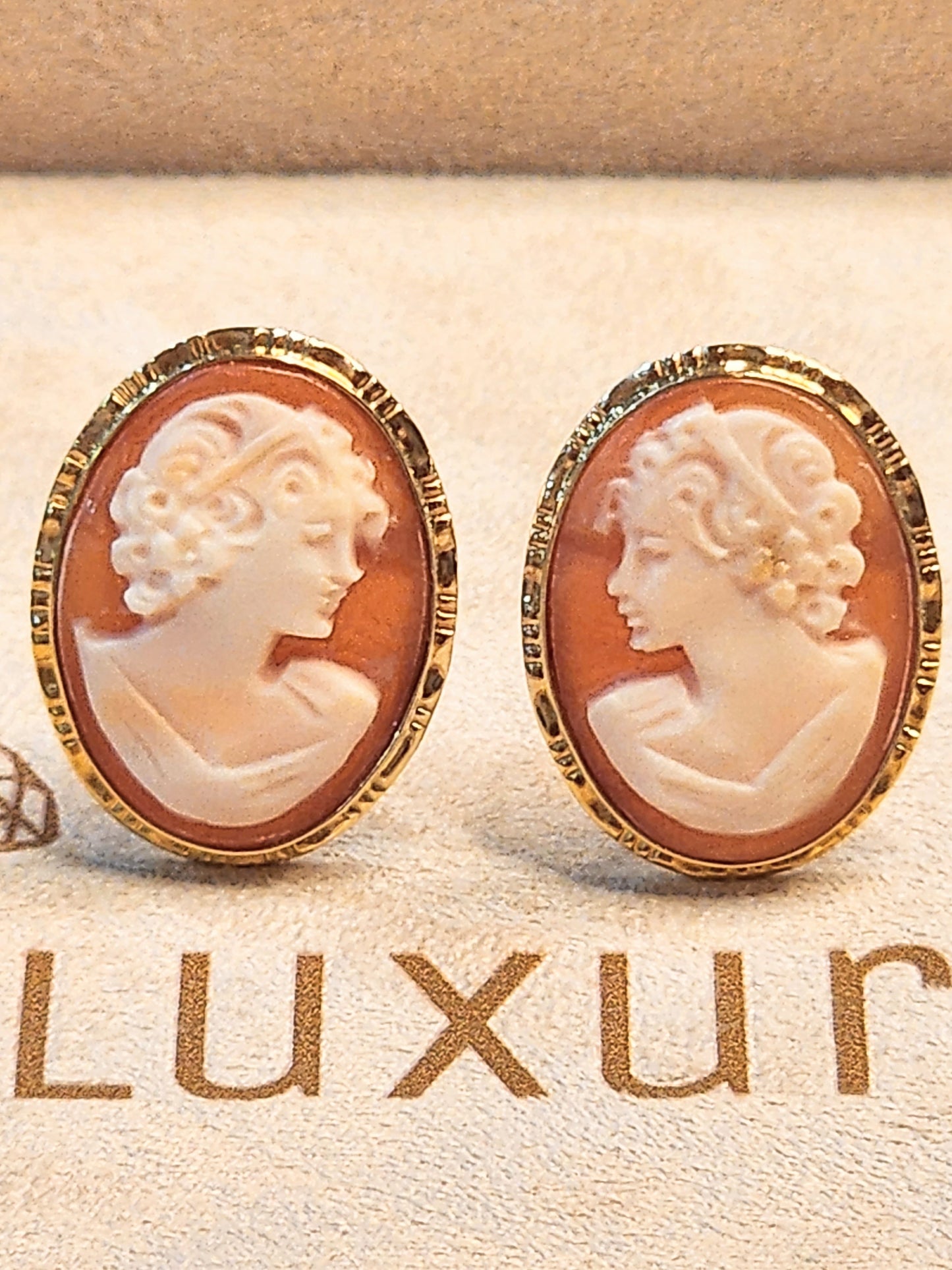 Vintage Cameo Earrings in 14KYG