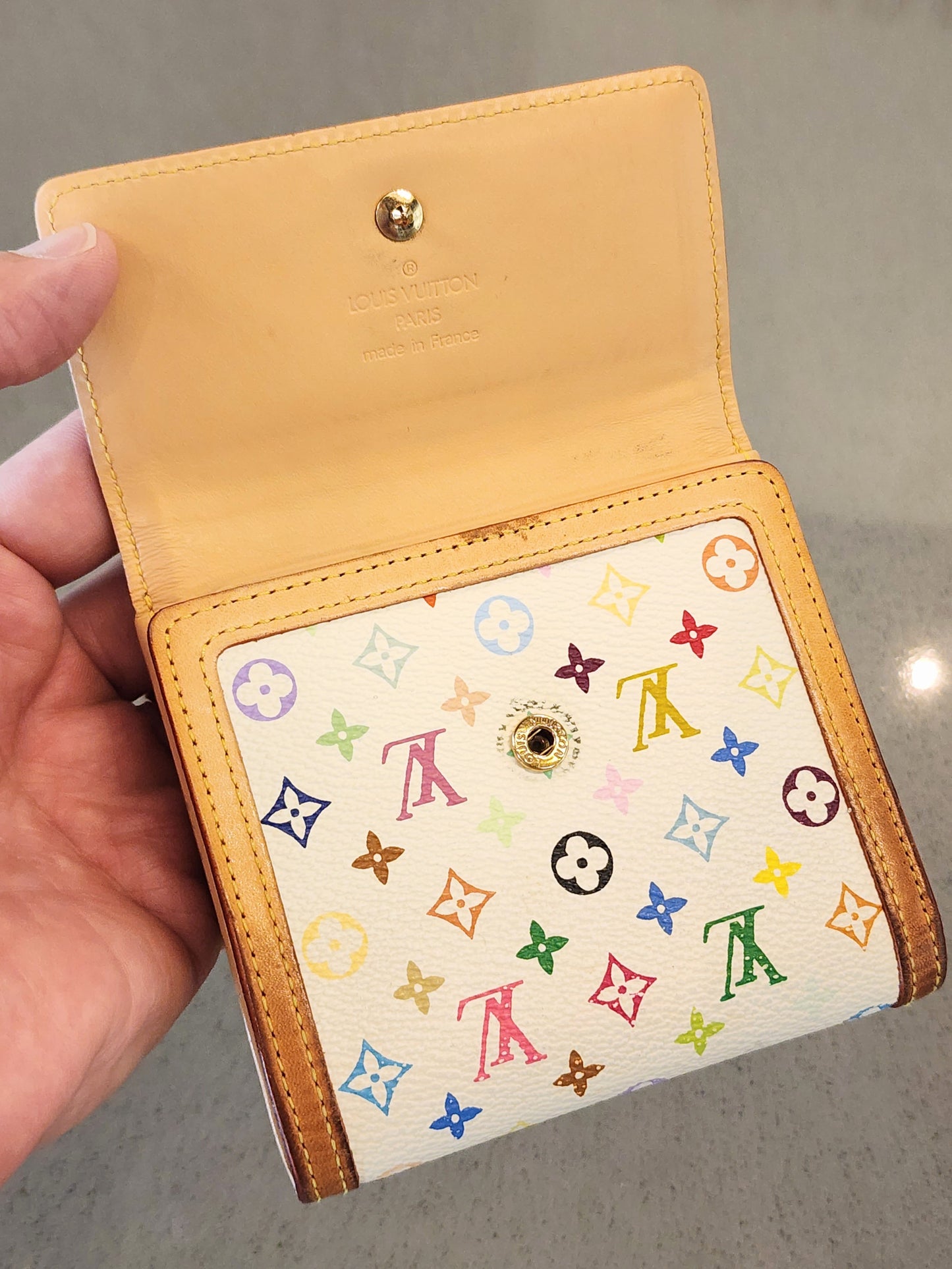 LOUIS VUITTON Monogram White Multicolor Porte-Monnaie Wallet