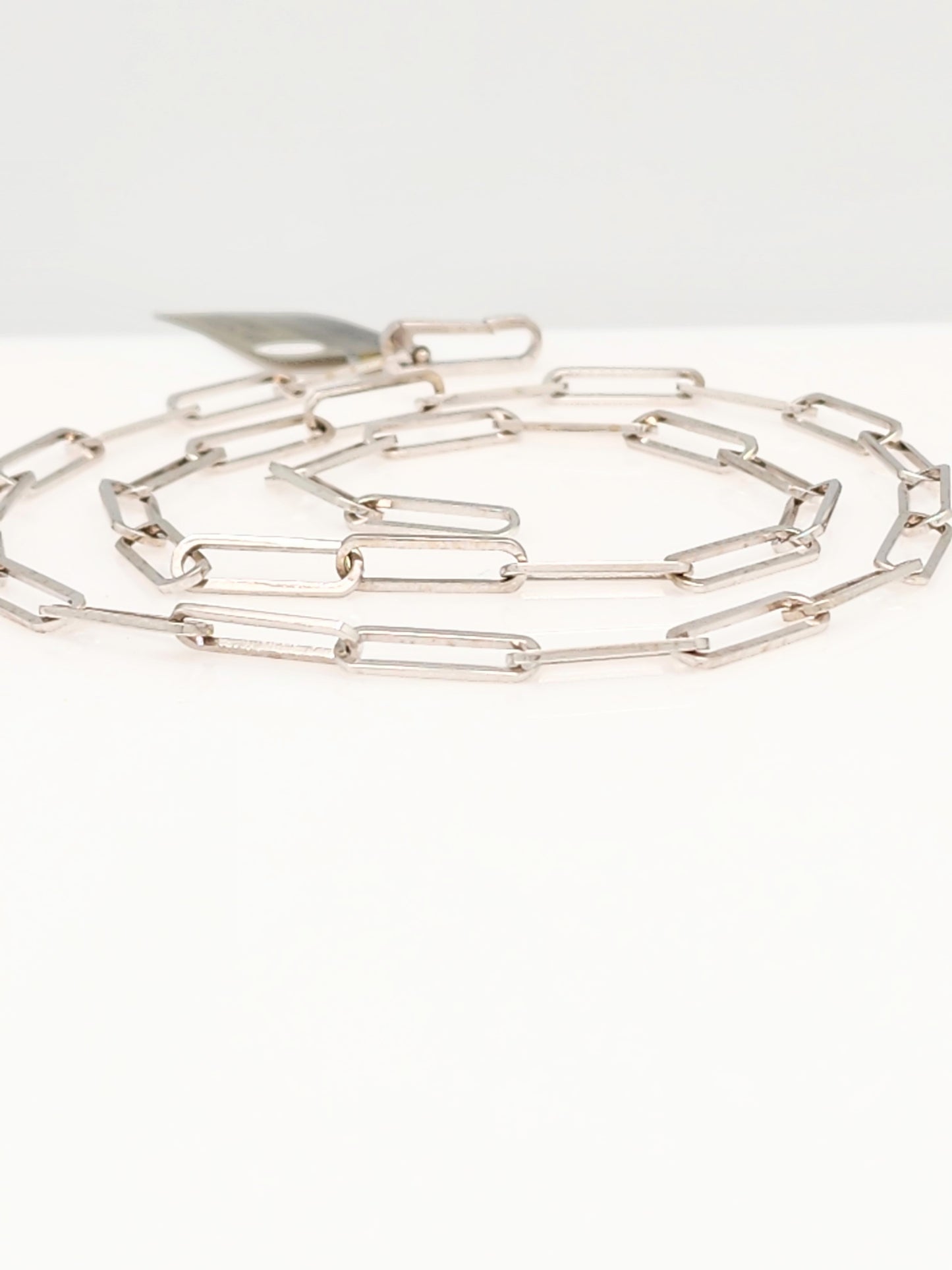 19" PAPERCLIP Necklace in 14K White Gold