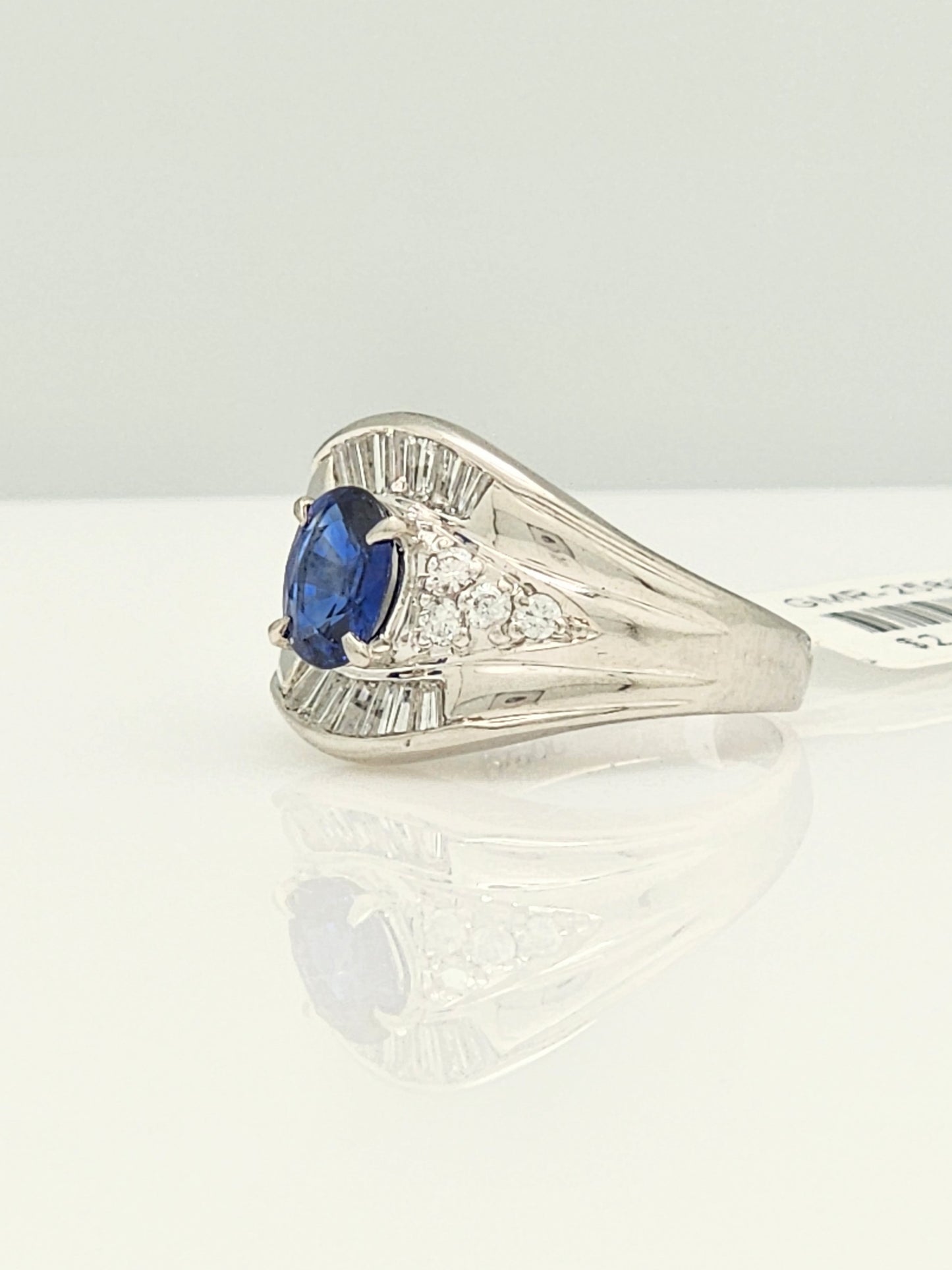 1.64 Total Carat Blue Sapphire and Diamond Ring in Platinum!!