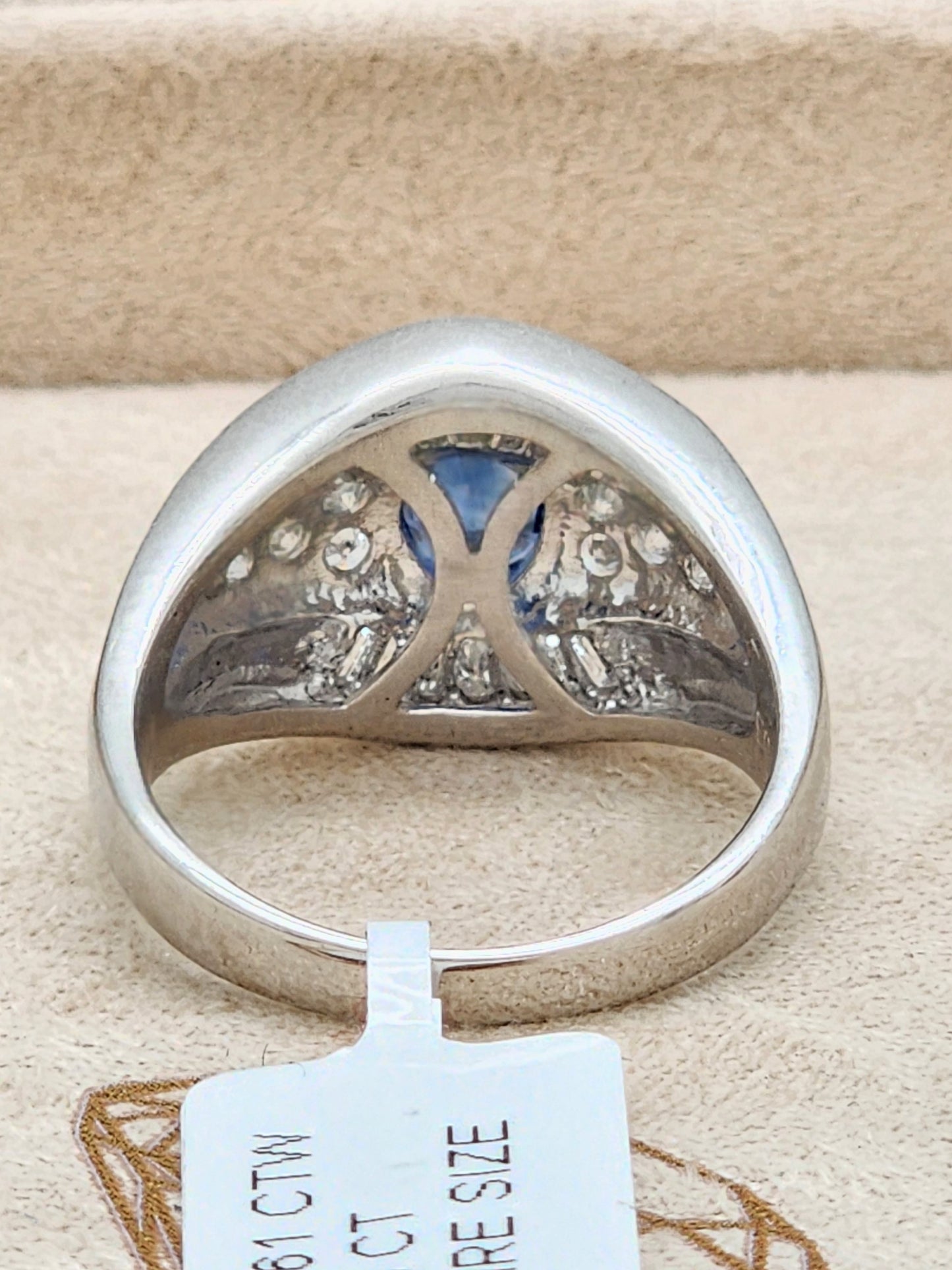 1.64 Total Carat Blue Sapphire and Diamond Ring in Platinum!!
