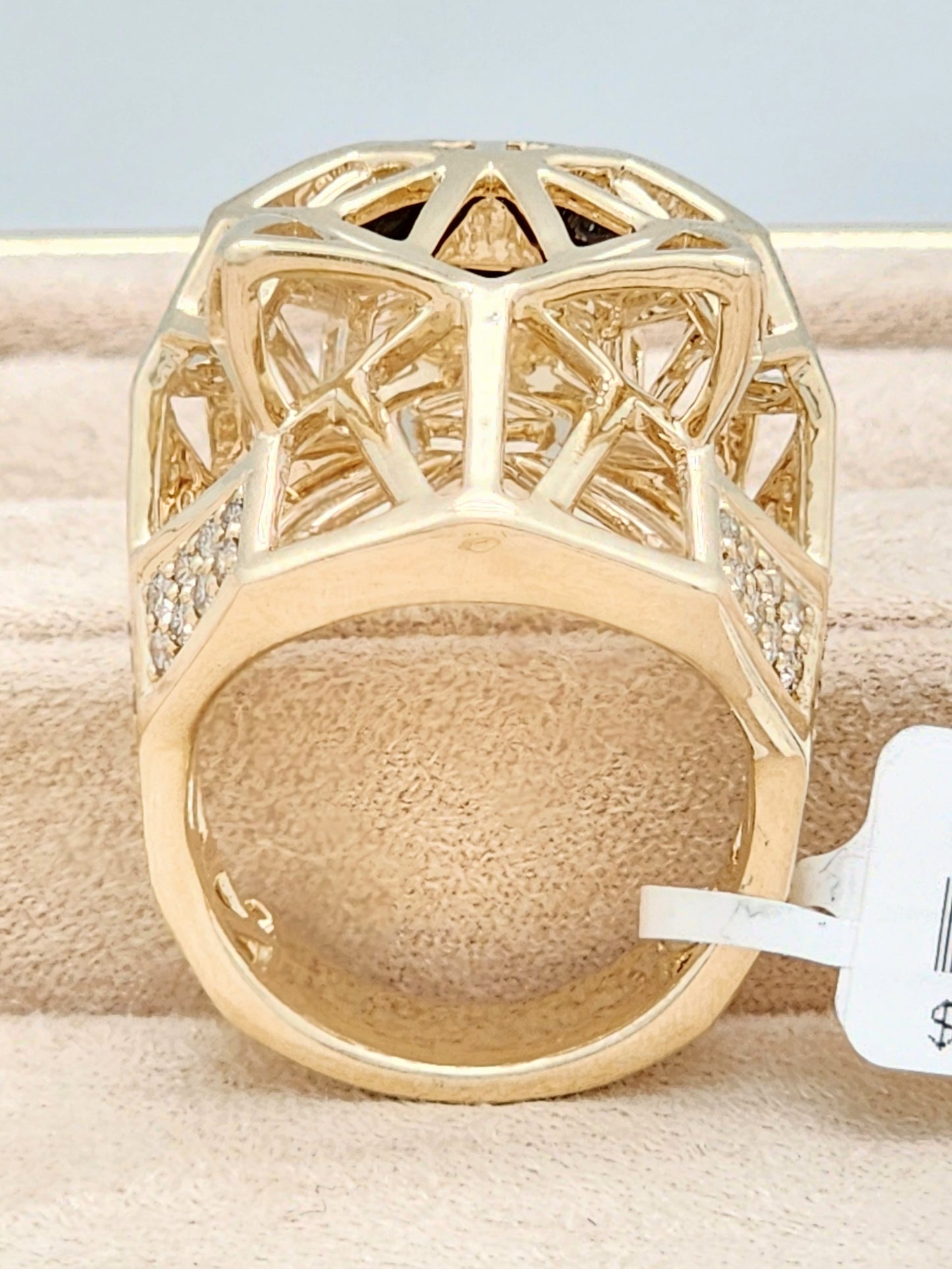 OVERSIZED 0.90 CARAT DIAMOND and BLACK ONYX PANTHER RING in 10KYG