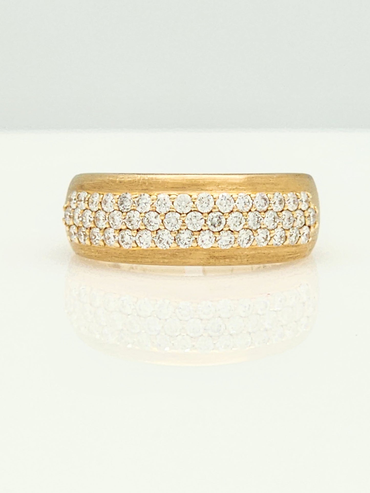0.75 CARAT 3-ROW DIAMOND MATTE FINISH BAND in 14KYG