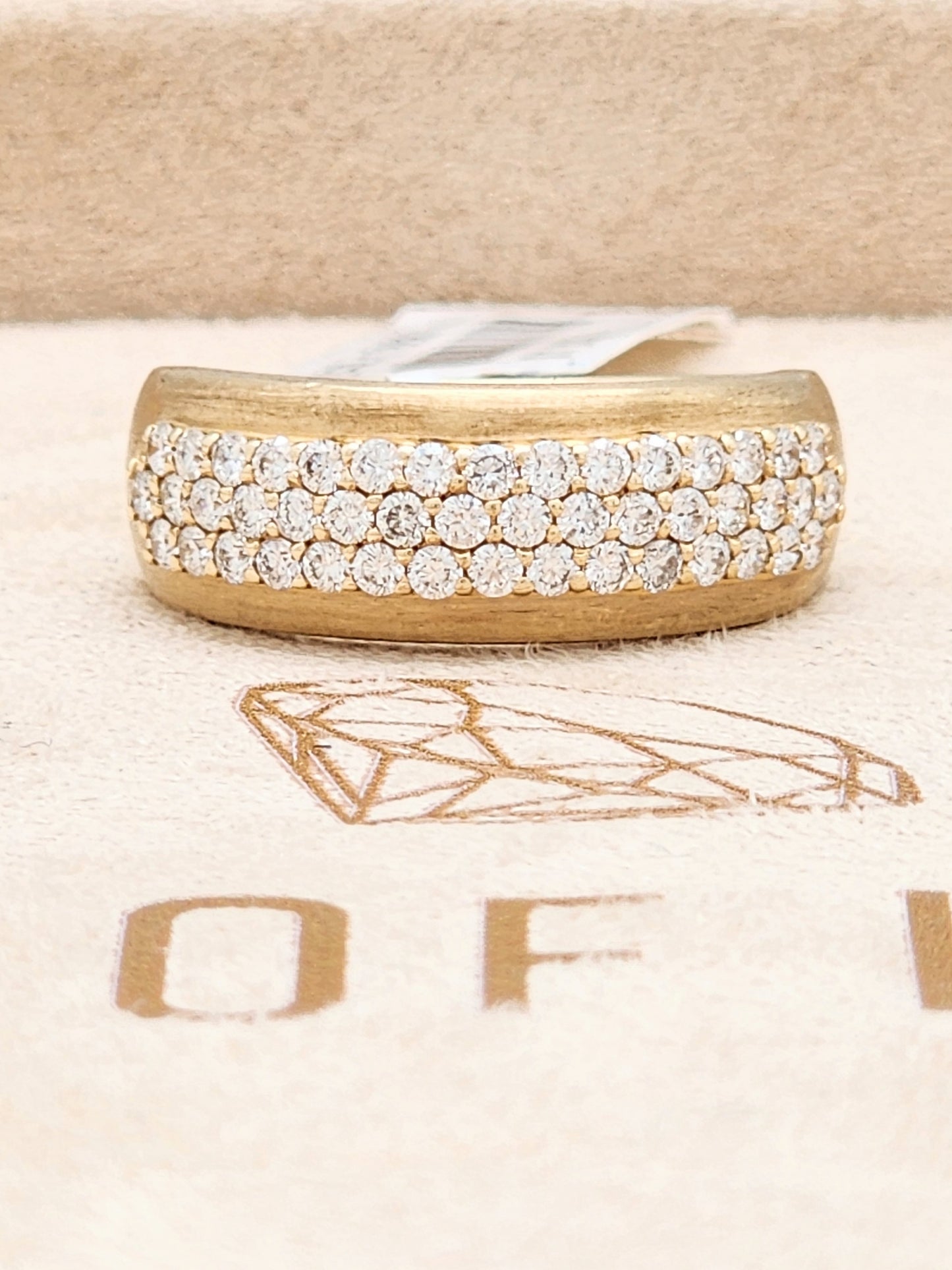 0.75 CARAT 3-ROW DIAMOND MATTE FINISH BAND in 14KYG