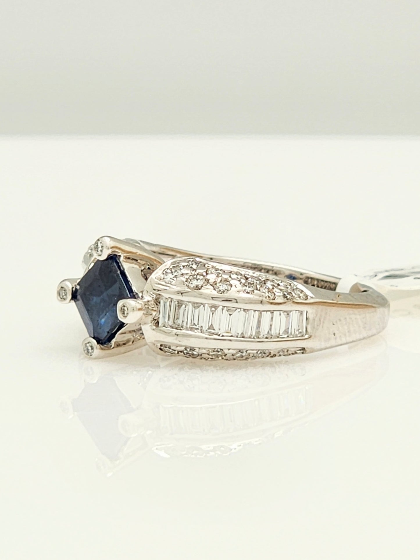 2.19 Total Carat Blue Sapphire and Diamond Ring in 18KWG