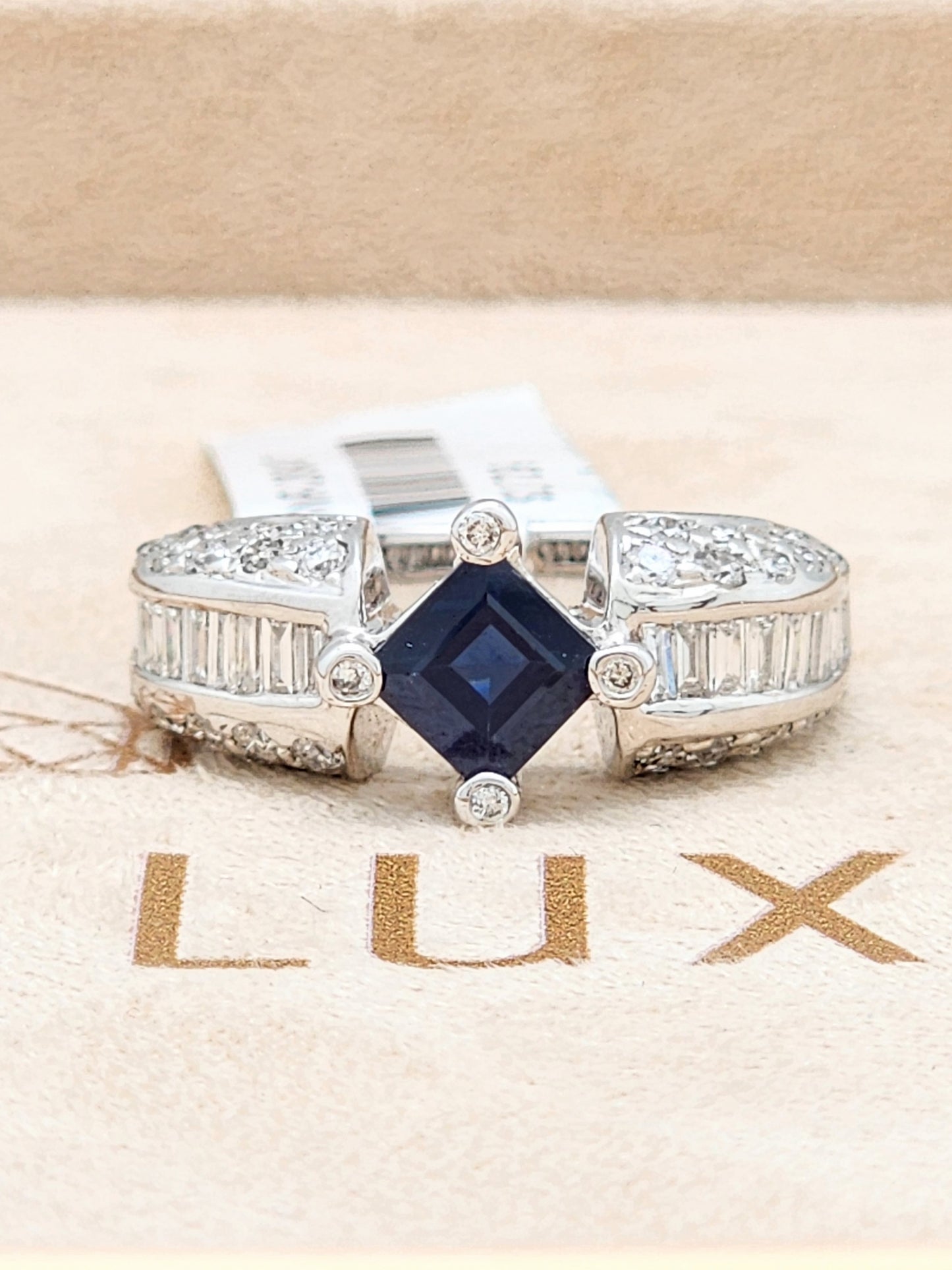 2.19 Total Carat Blue Sapphire and Diamond Ring in 18KWG