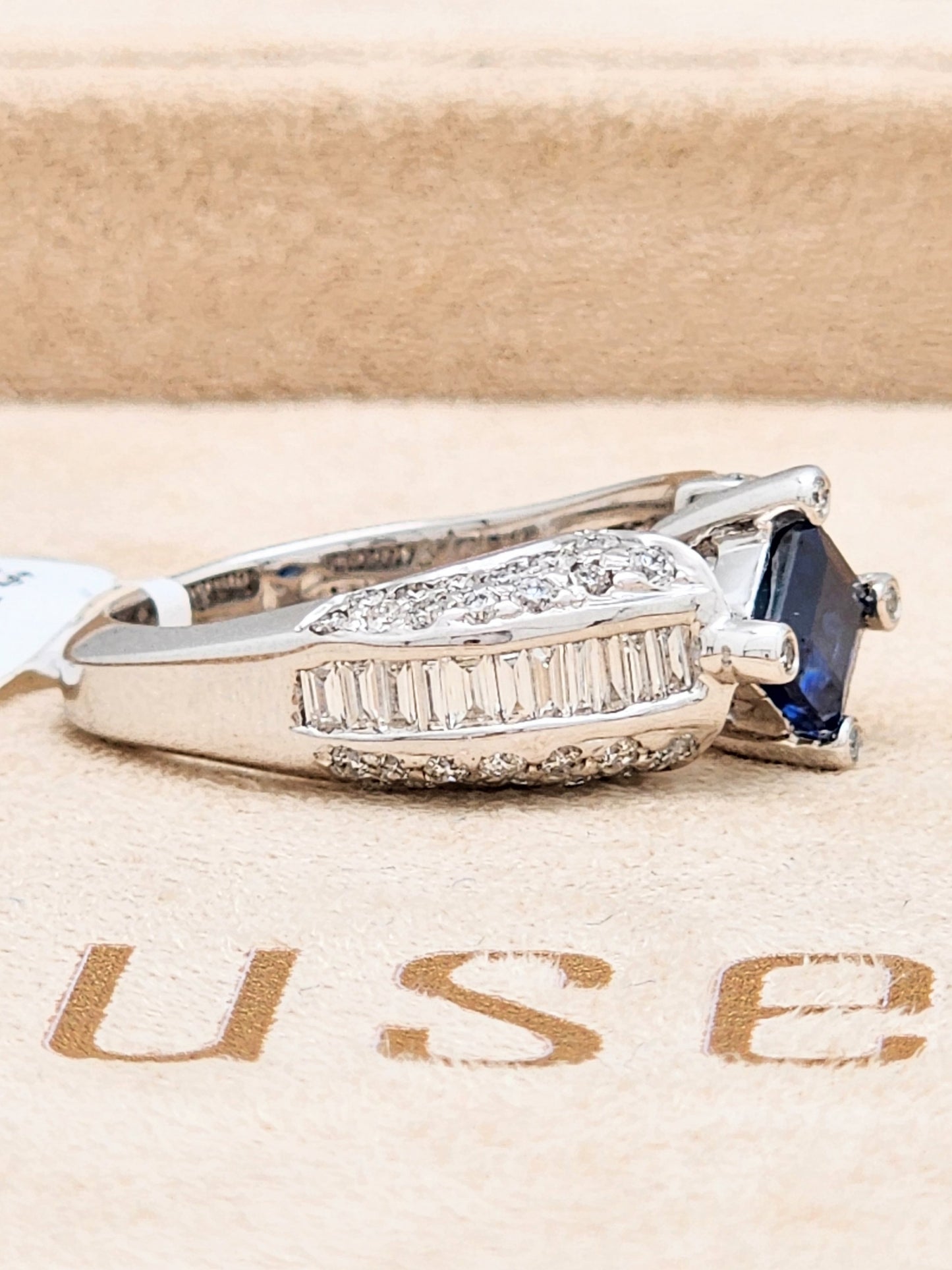 2.19 Total Carat Blue Sapphire and Diamond Ring in 18KWG