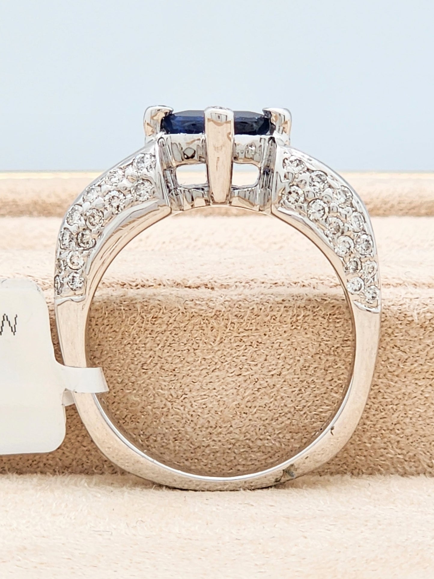 2.19 Total Carat Blue Sapphire and Diamond Ring in 18KWG