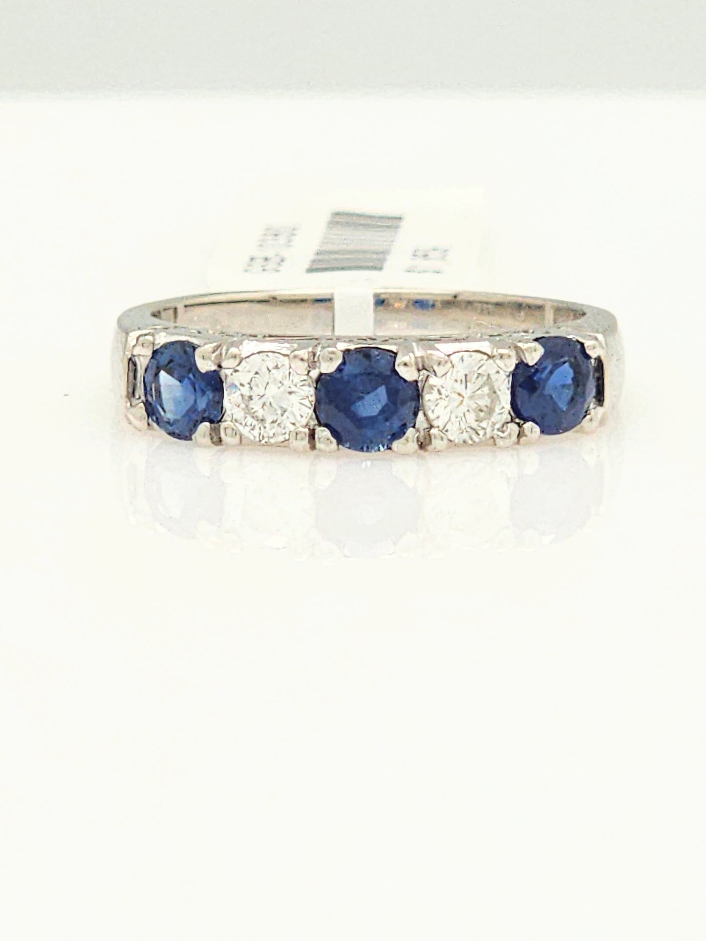 ESTATE 1.34 CARAT 5-STONE BLUE SAPPHIRE and DIAMOND BAND in PLATINUM!!!