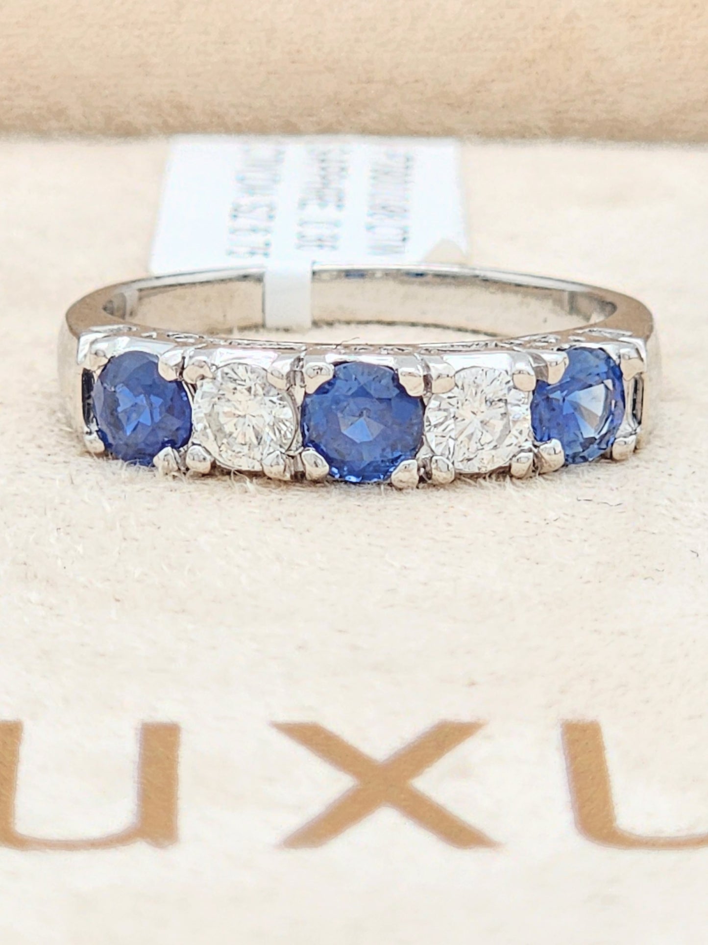 ESTATE 1.34 CARAT 5-STONE BLUE SAPPHIRE and DIAMOND BAND in PLATINUM!!!