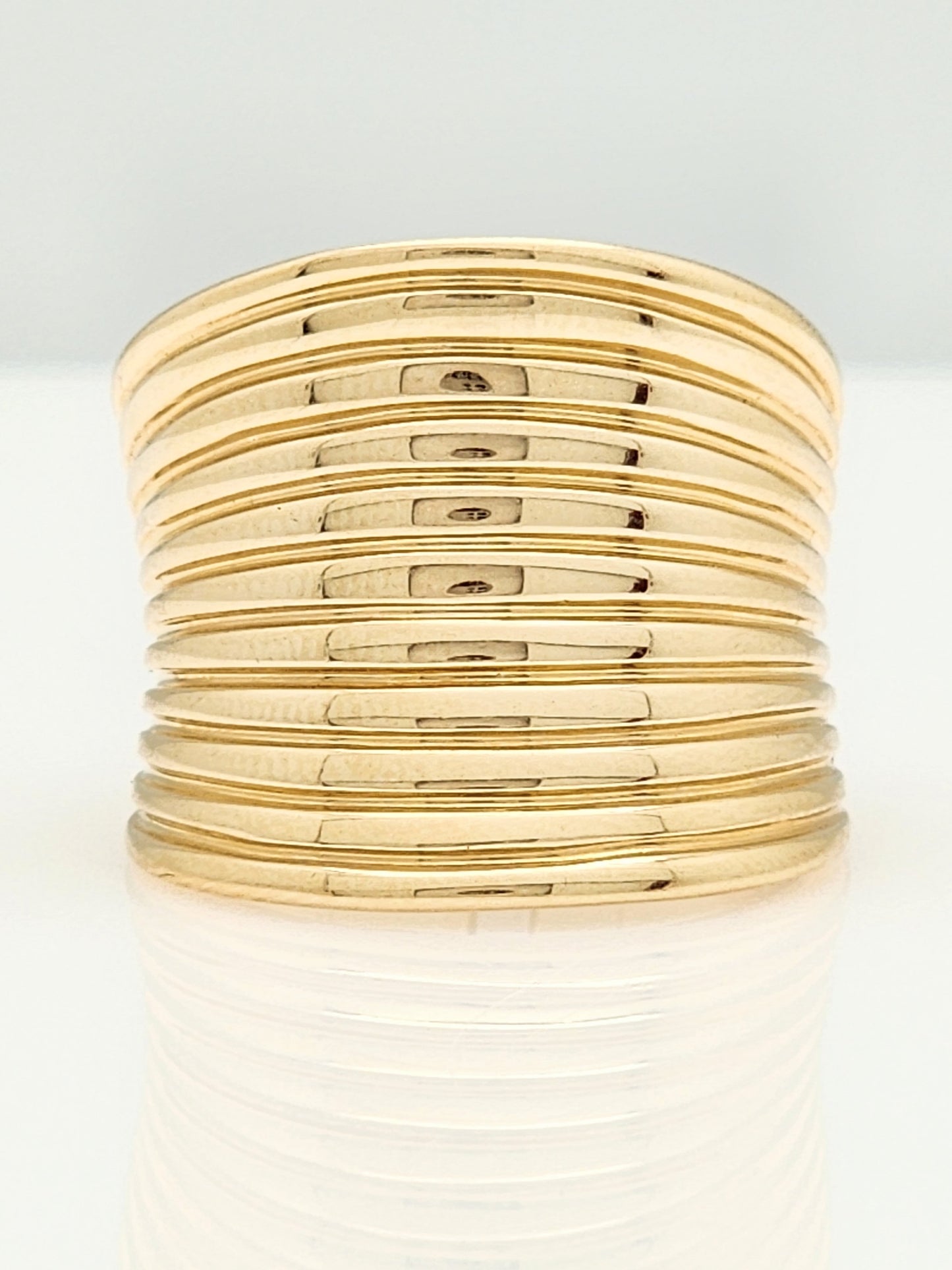 18mm WIDE BAND RING with RIBBED DESIGN in 14KYG!!!
