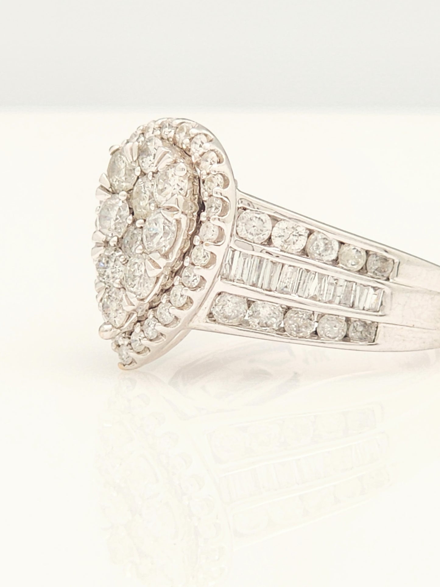 2.00 Carat Pear Shape Diamond Halo Cluster Ring in 14KWG!!
