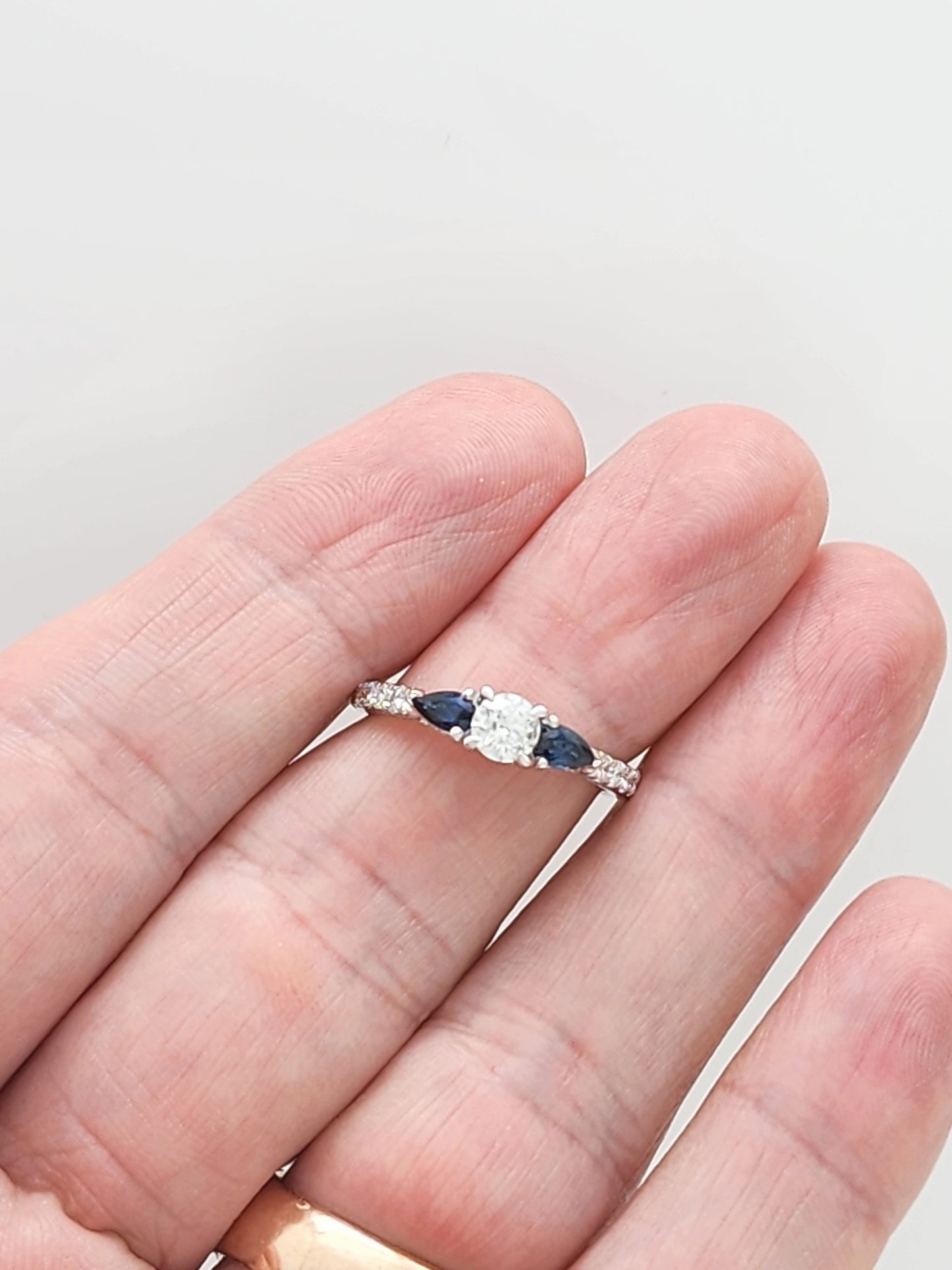 The Perfect Diamond and Blue Sapphire Engagement or Anniversary Ring in 14KWG