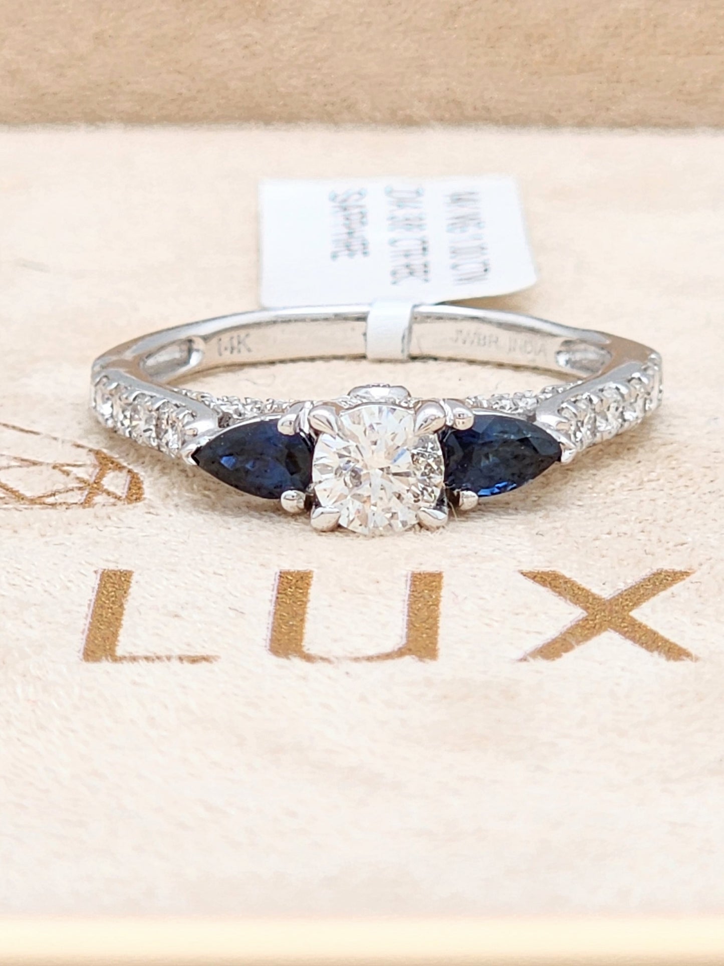 The Perfect Diamond and Blue Sapphire Engagement or Anniversary Ring in 14KWG