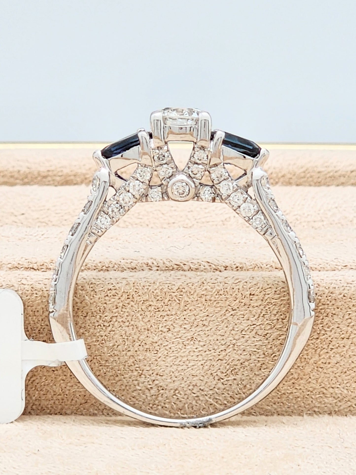 The Perfect Diamond and Blue Sapphire Engagement or Anniversary Ring in 14KWG