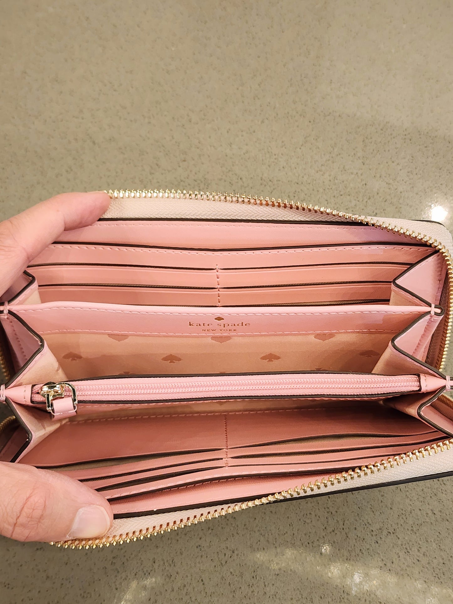 KATE SPADE Zip-Around Wallet in Light Beige