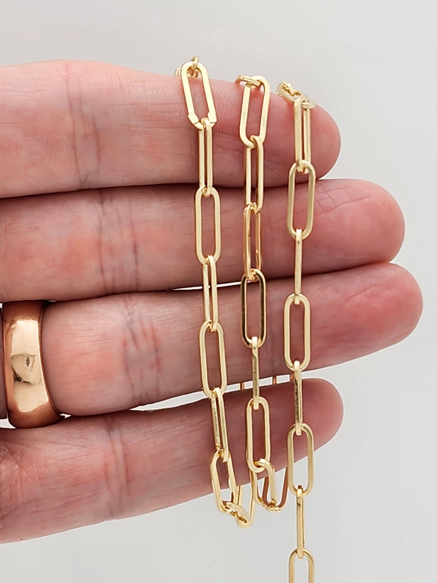 SOLID 18" PAPERCLIP NECKLACE in 14KYG
