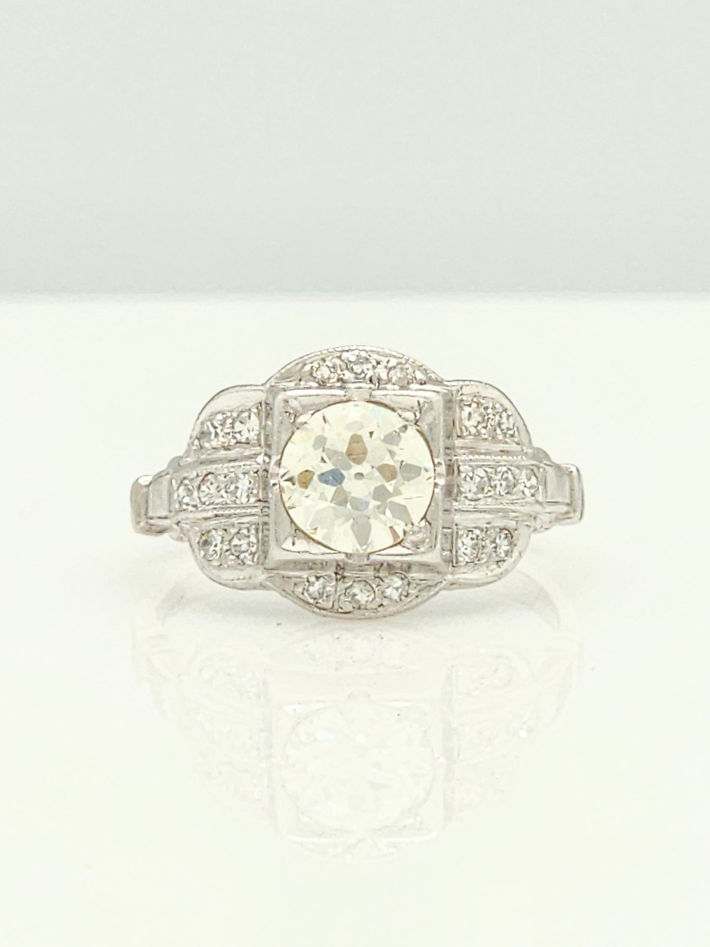 Check Out this Amazing Estate Diamond Engagement Ring in Platinum!!!! .92 Carat Center European Cut Diamond!!!