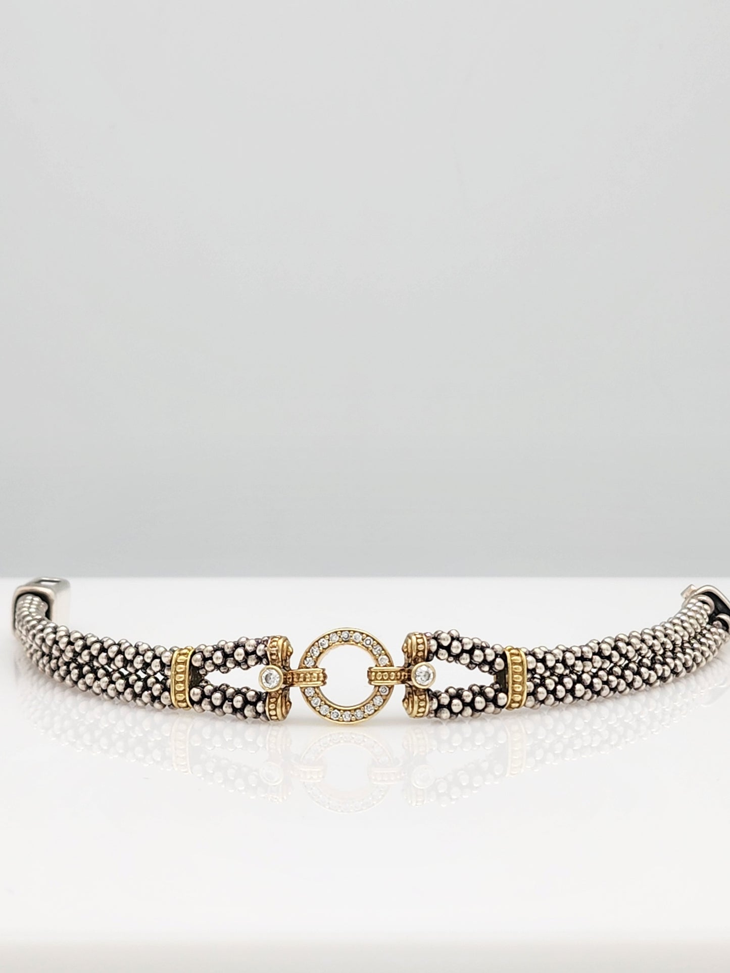 LAGOS Caviar Diamond Bracelet in 18KYG and Sterling Silver ~ RETAIL $2,750