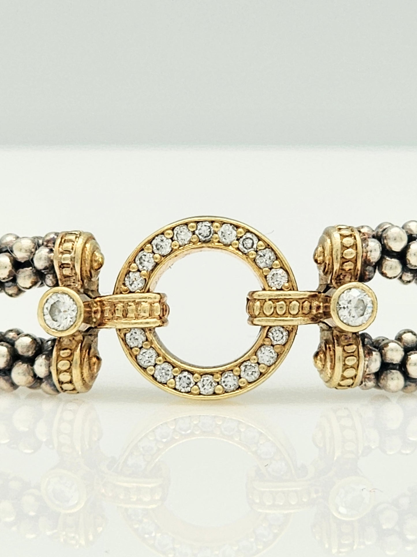 LAGOS Caviar Diamond Bracelet in 18KYG and Sterling Silver ~ RETAIL $2,750