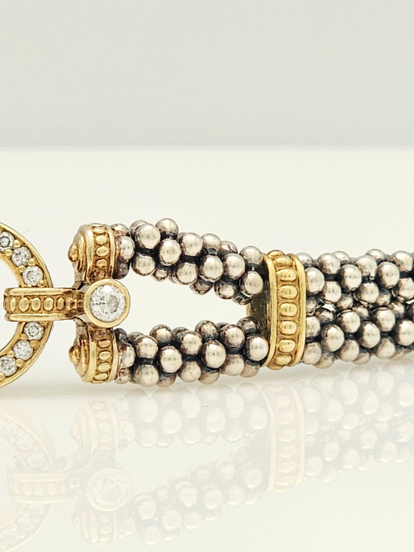 LAGOS Caviar Diamond Bracelet in 18KYG and Sterling Silver ~ RETAIL $2,750