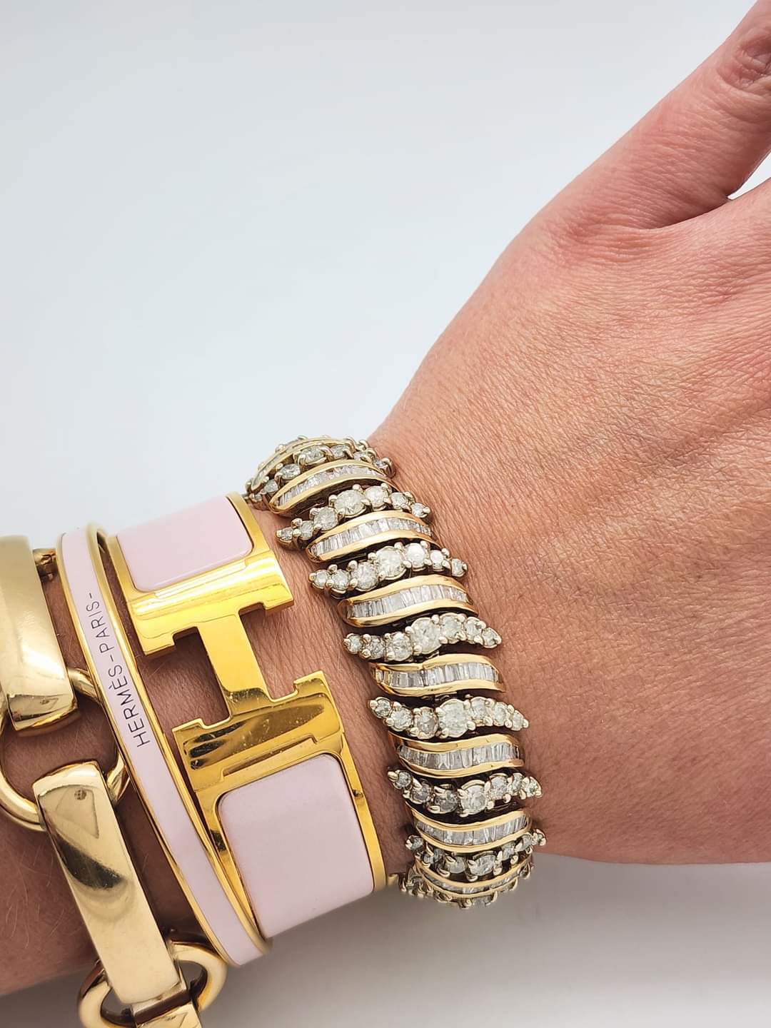 MASSIVE 15.00 CARAT DIAMOND BRACELET in 14KYG!!! 80.6 GRAMS