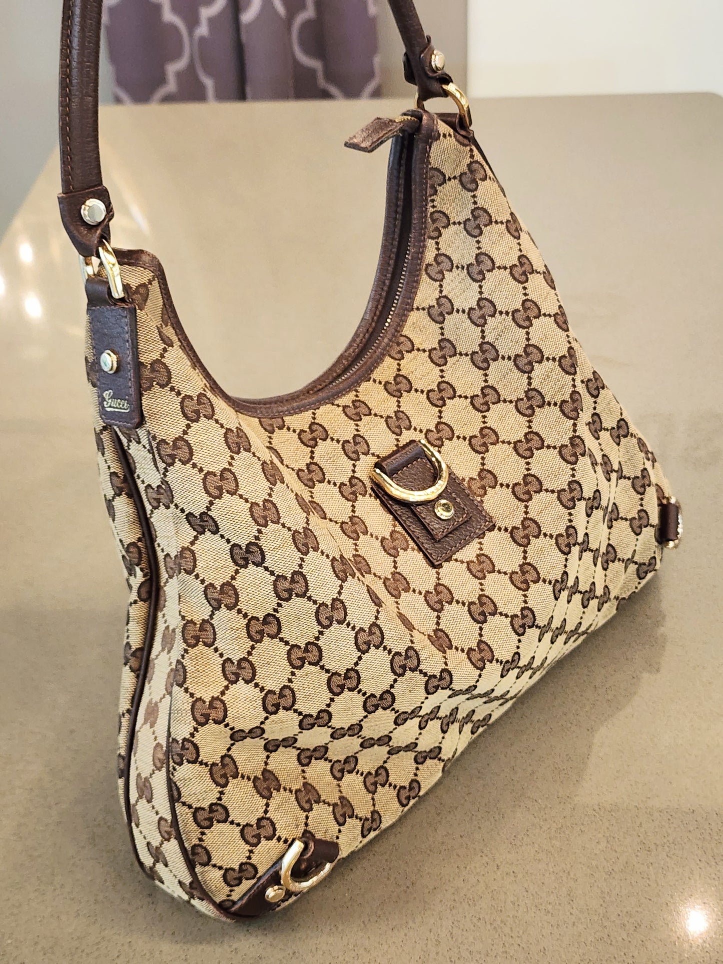 GUCCI Abbey D-Ring Large Hobo in Brown GG Canvas