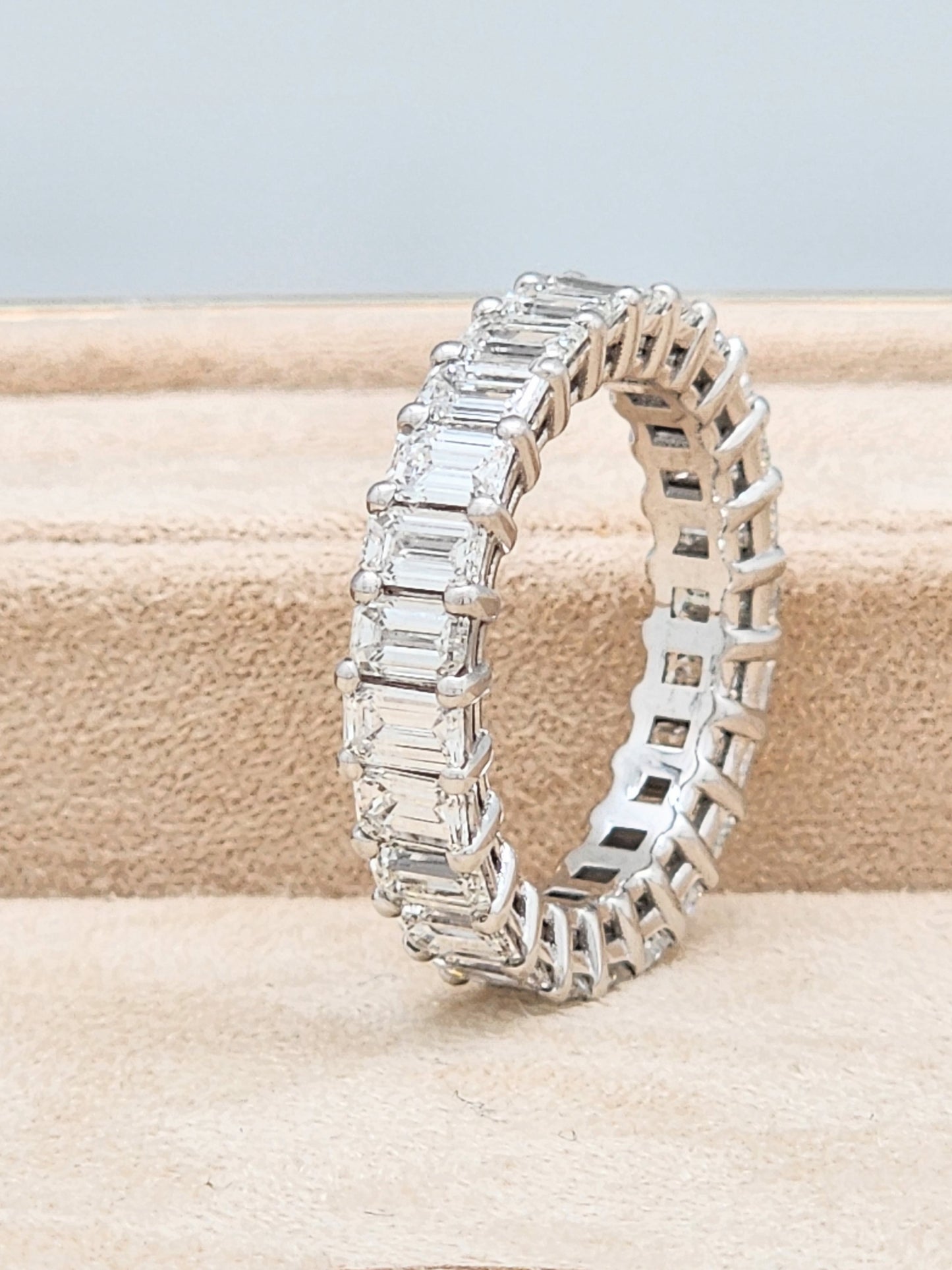 5.30 Carat Emerald Cut Diamond Eternity Band in 14KWG!!