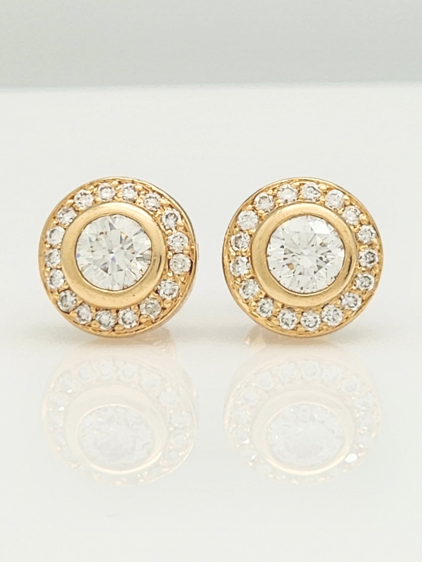 2.00 Carat Diamond Halo Stud Earrings in 14KYG!!! GORGEOUS!!