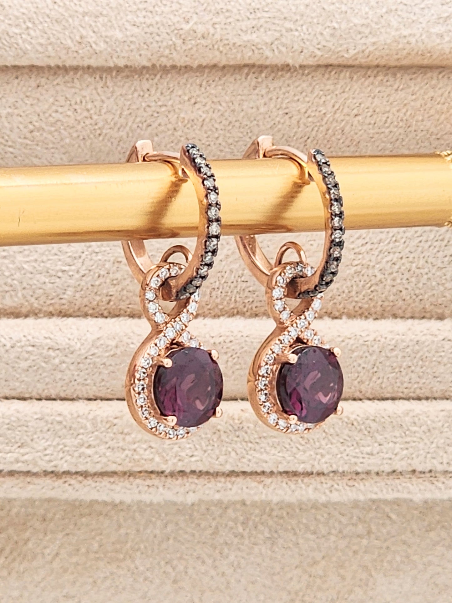 EFFY 2.49 Carat Rhodalite Garnet and Diamond Drop Earrings in 14K Rose Gold