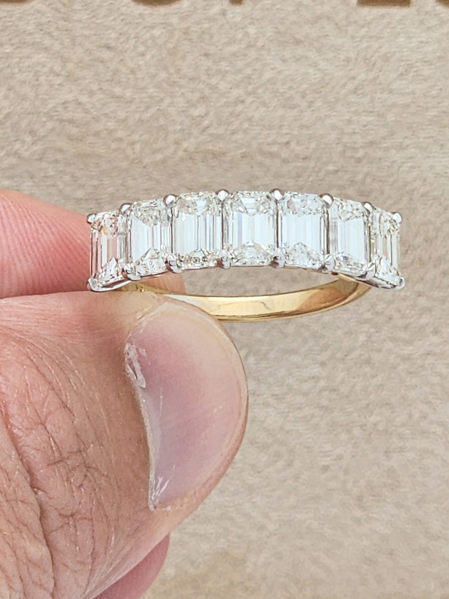 3.50 Carat 7-Stone Emerald Cut Diamond Band in 18K Two-Tone!!