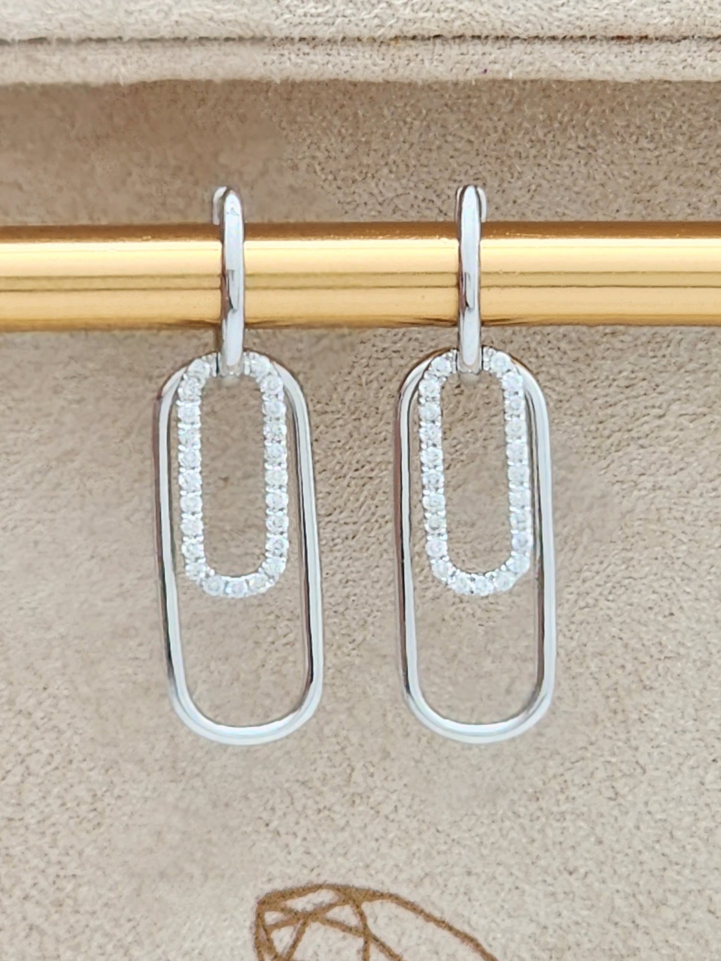 Custom .30 Carat Diamond Paperclip Drop Earrings in 18K White Gold!!!
