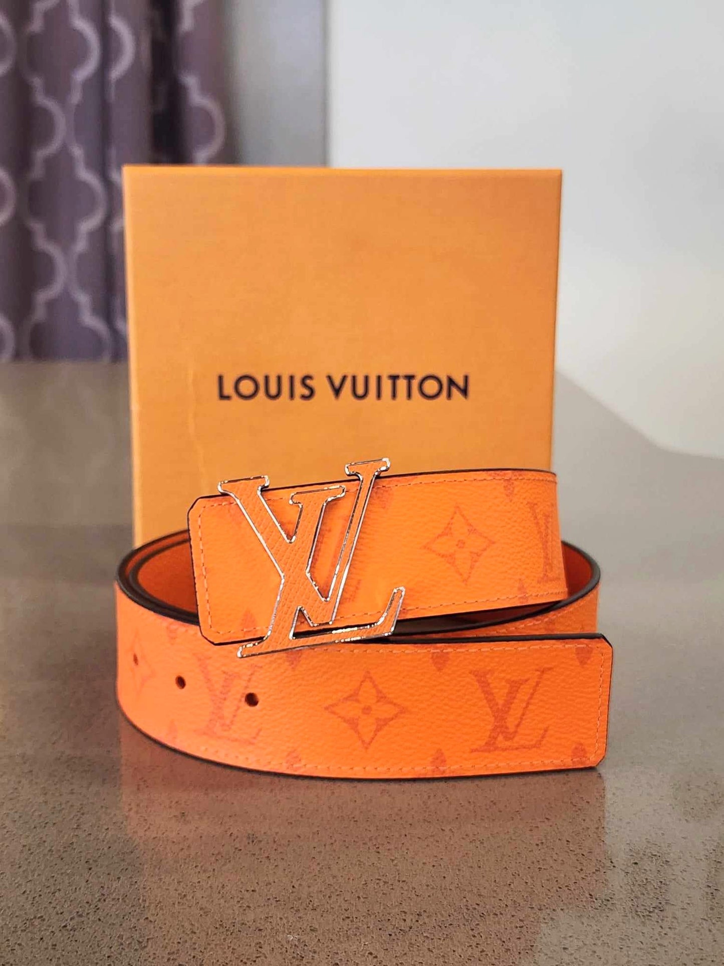 LOUIS VUITTON LV Initials Monogram Reversible Belt in Volcano Orange 110 • 44 (US 38)