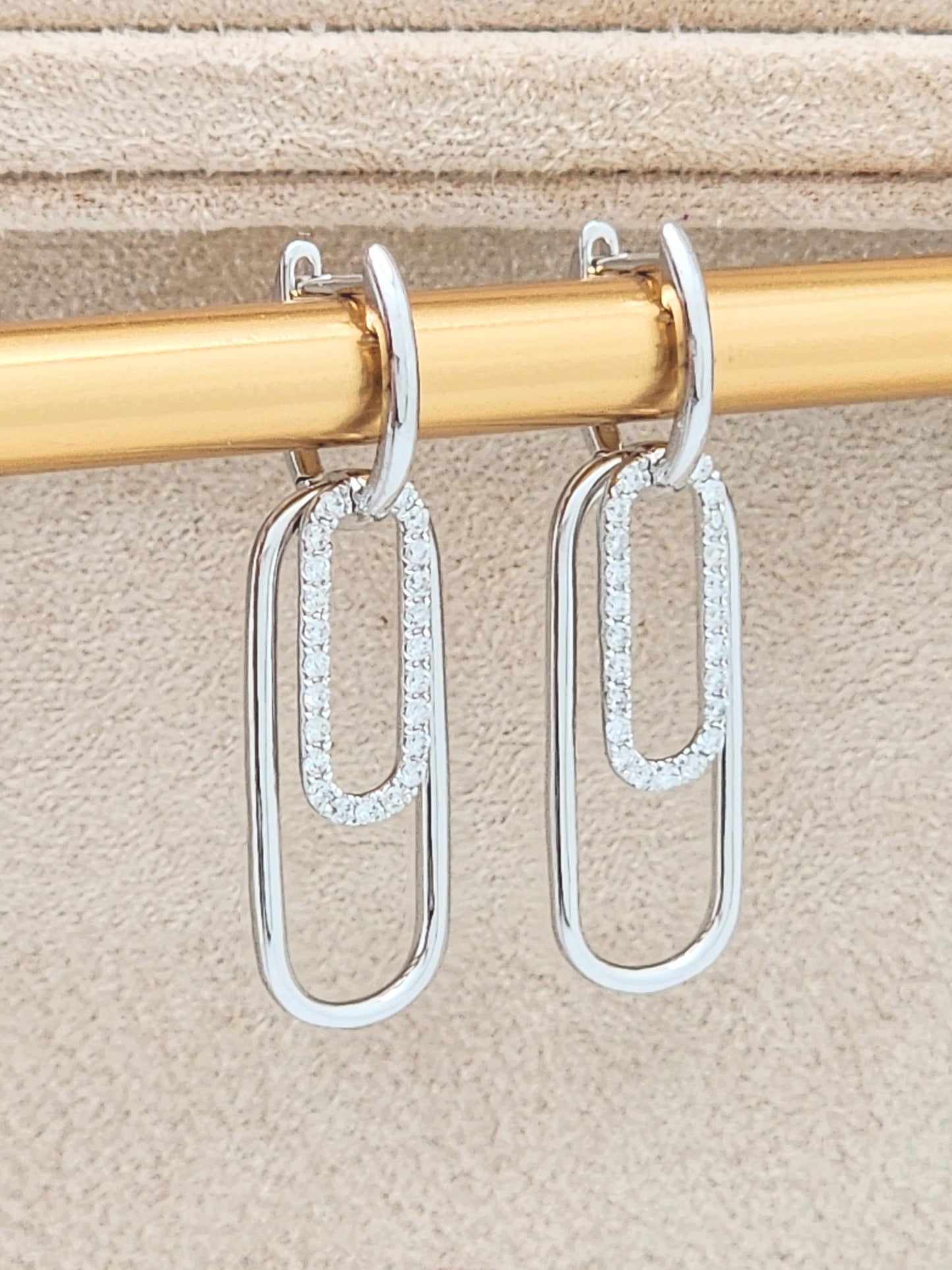 Custom .30 Carat Diamond Paperclip Drop Earrings in 18K White Gold!!!