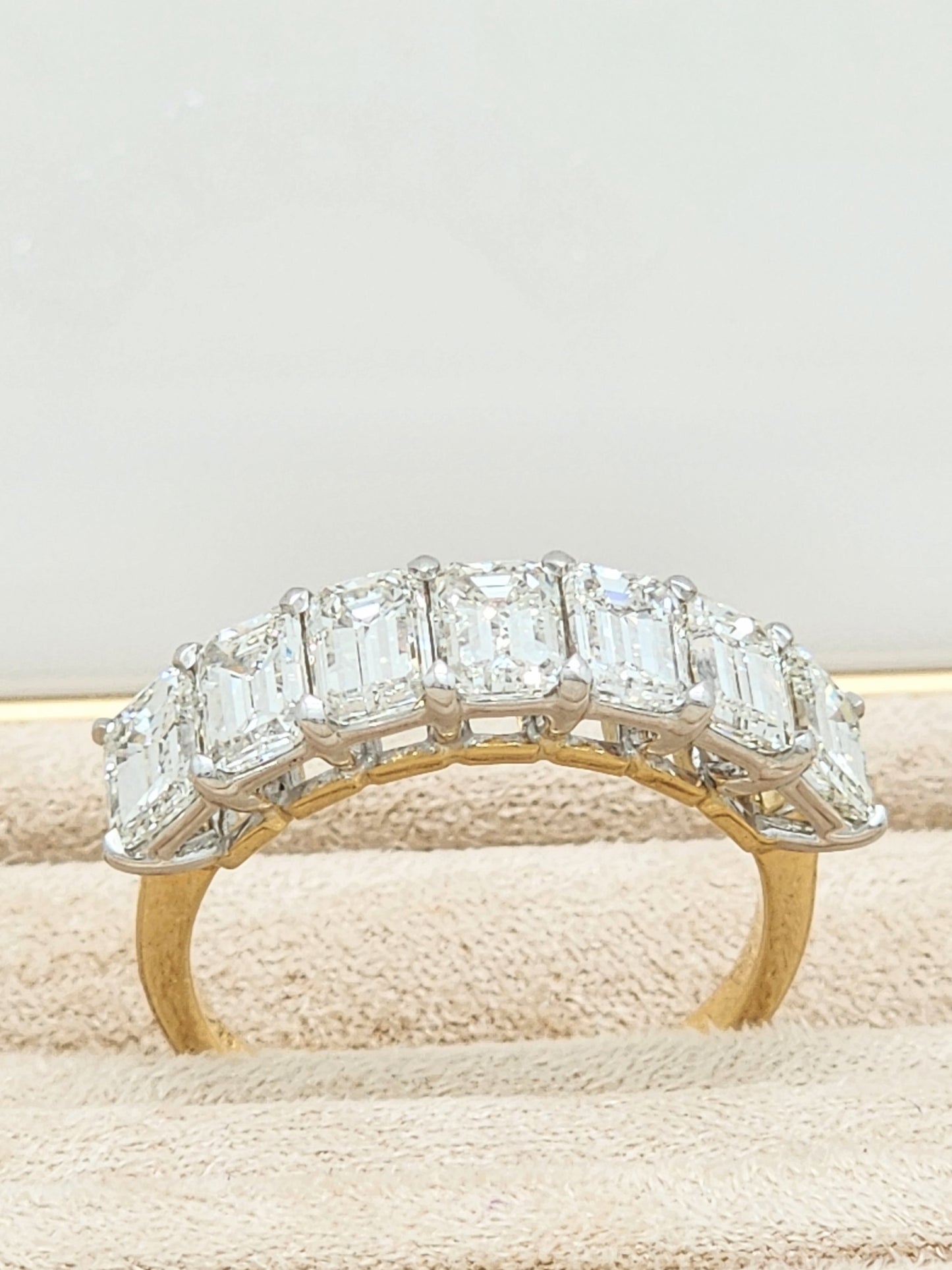 3.50 Carat 7-Stone Emerald Cut Diamond Band in 18K Two-Tone!!