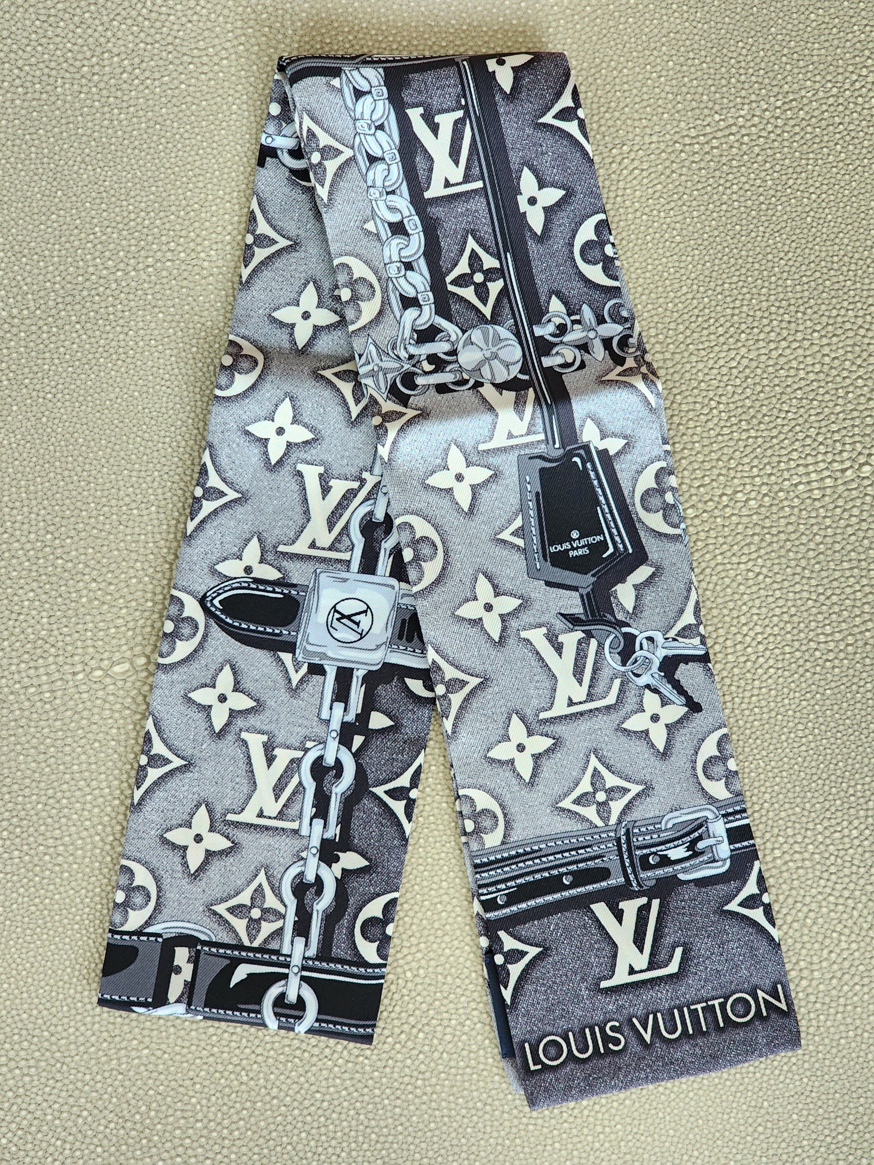 LOUIS VUITTON Monogram Jacquard Denim Bandeau Scarf in Gray 100