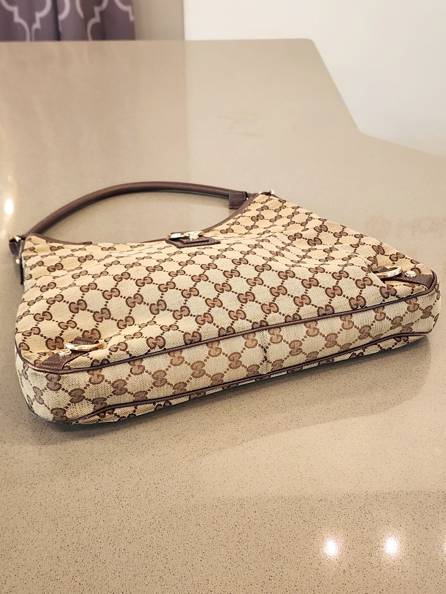 GUCCI Abbey D-Ring Large Hobo in Brown GG Canvas