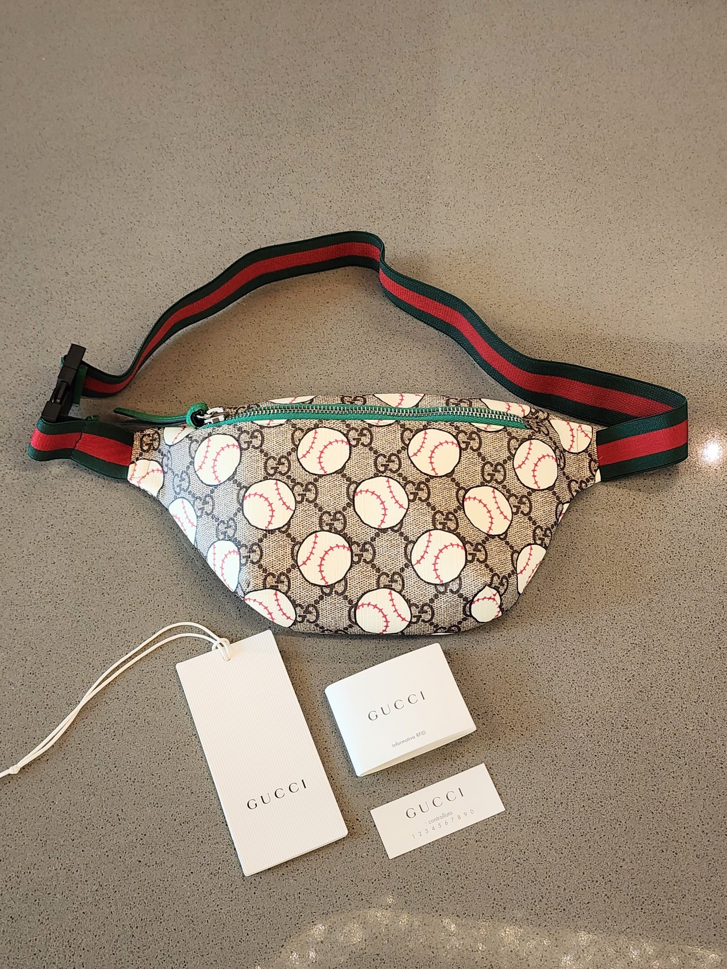 GUCCI GG Supreme Monogram Baseballs Web Children's/Women’s Belt Waist Bag