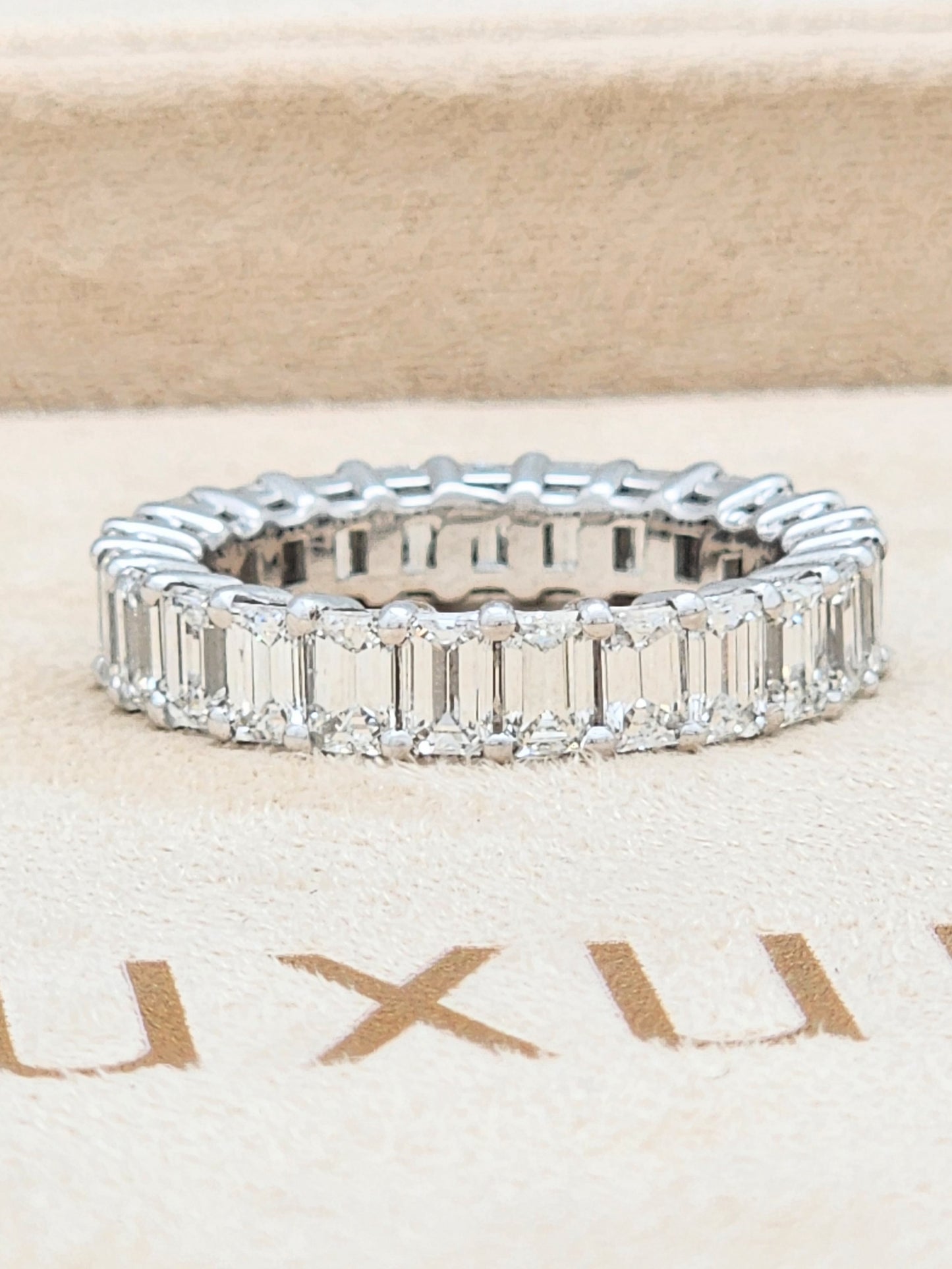 5.30 Carat Emerald Cut Diamond Eternity Band in 14KWG!!